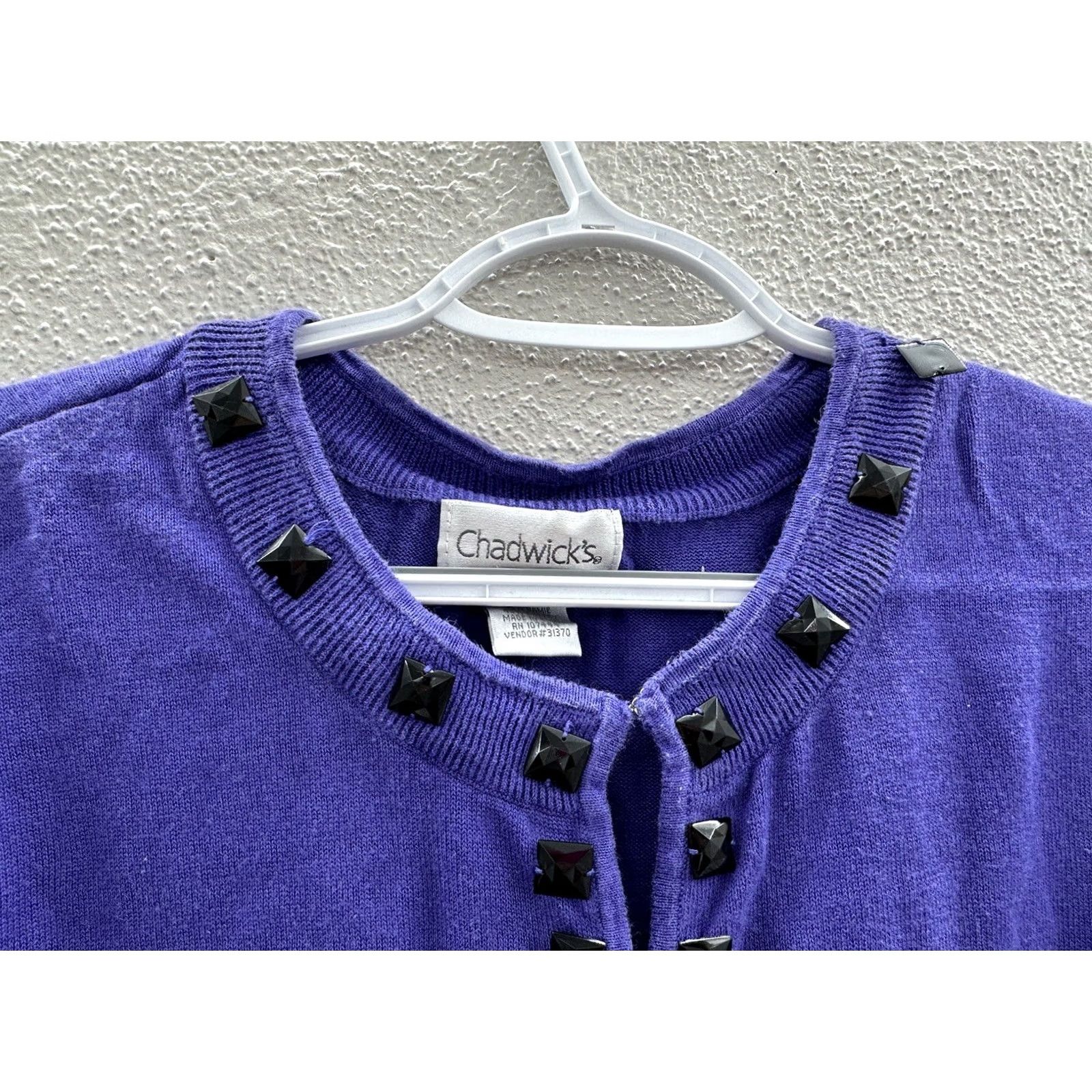 Vintage Womens Chadwicks Purple Gem 3/4 Sleeve Cover Up Size 2XL Size XXL / US 16-18 / IT 52-54 - 3 Thumbnail