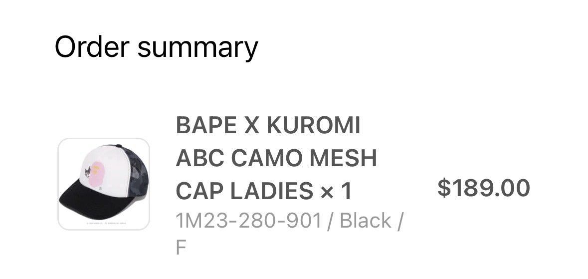 Bape A BATHING APE Sanrio Kuromi Hello Kitty ABC CAMO MESH CAP Size ONE SIZE - 6 Thumbnail