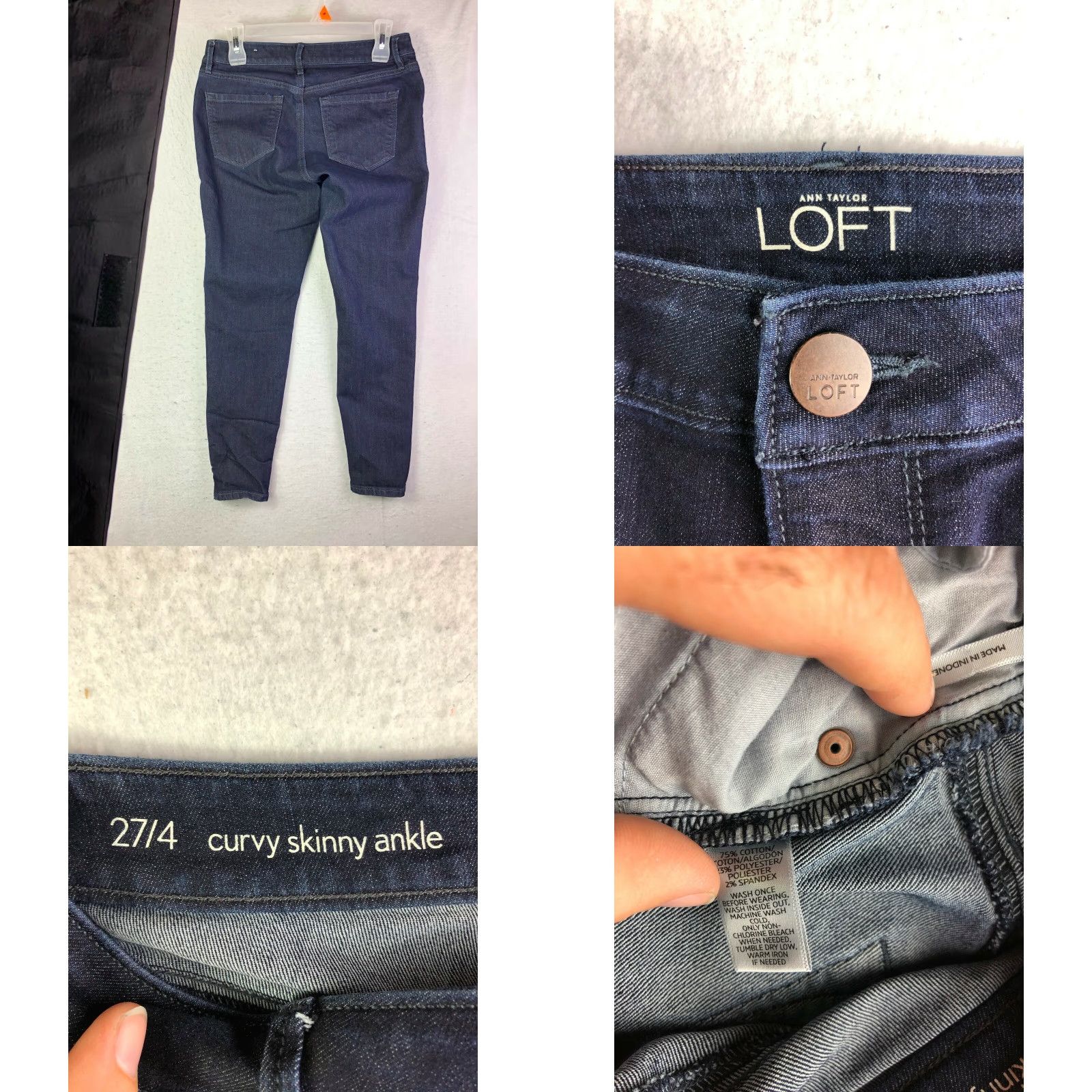 Loft LOFT Curvy Skinny Ankle Mid Rise Jeans Juniors 27/4 Blue Denim Womens Size 27" / US 4 / IT 40 - 8 Thumbnail