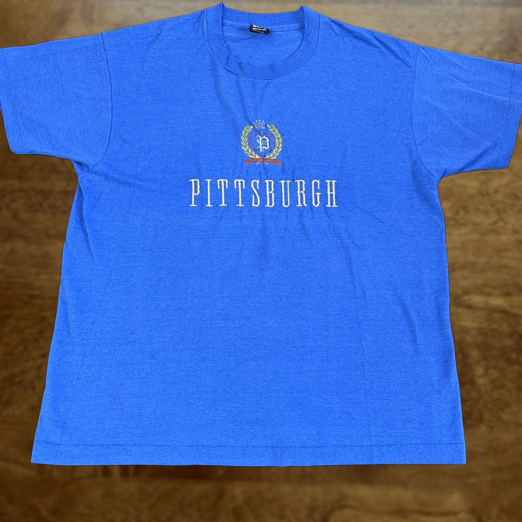 Fruit Of The Loom VINTAGE Fruit Of The Loom Pittsburgh Shirt Mens XL Blue Embroidered 90s Size US XL / EU 56 / 4 - 1 Thumbnail