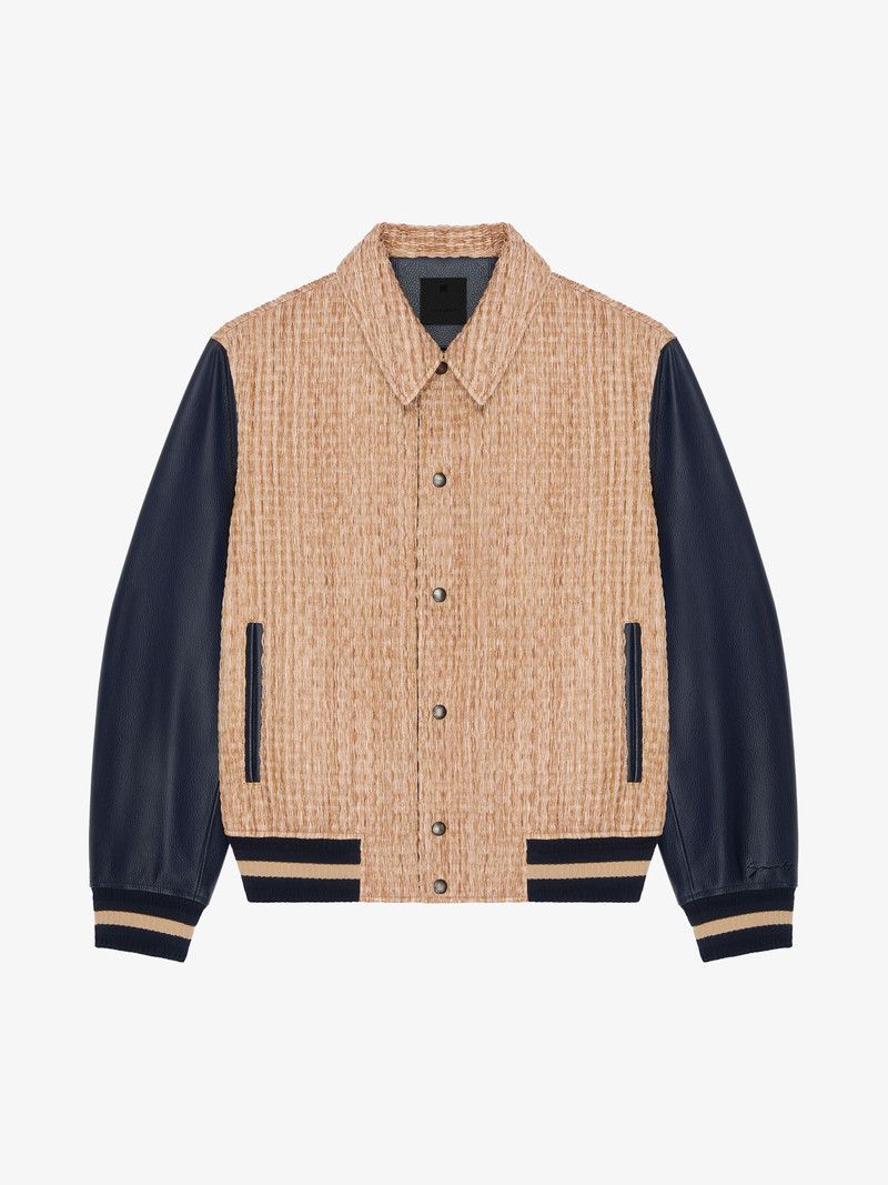 Givenchy o1w1db10326 Raffia Varsity Jacket in Beige/Blue Size US L / EU 52-54 / 3 - 1 Thumbnail