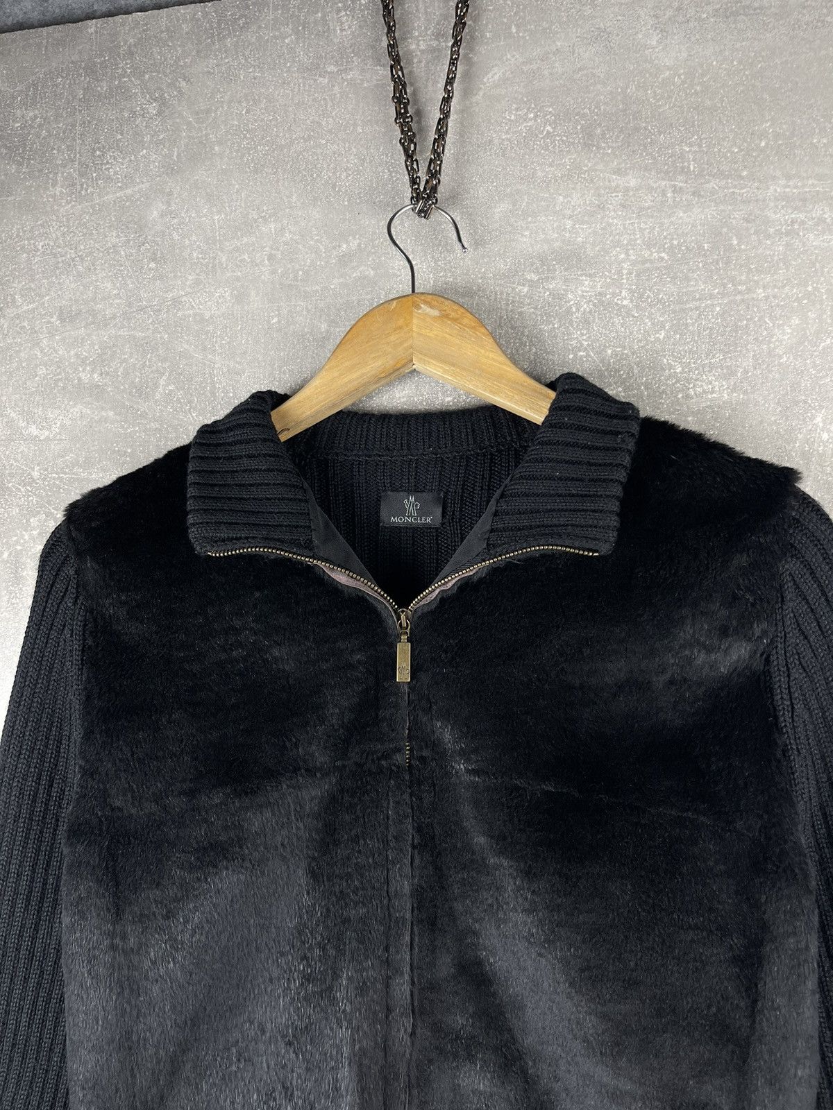 Moncler Moncler Rare 00s Wool Knit Jacket Pony Hair Panel Black Tag Size M / US 6-8 / IT 42-44 - 9 Thumbnail