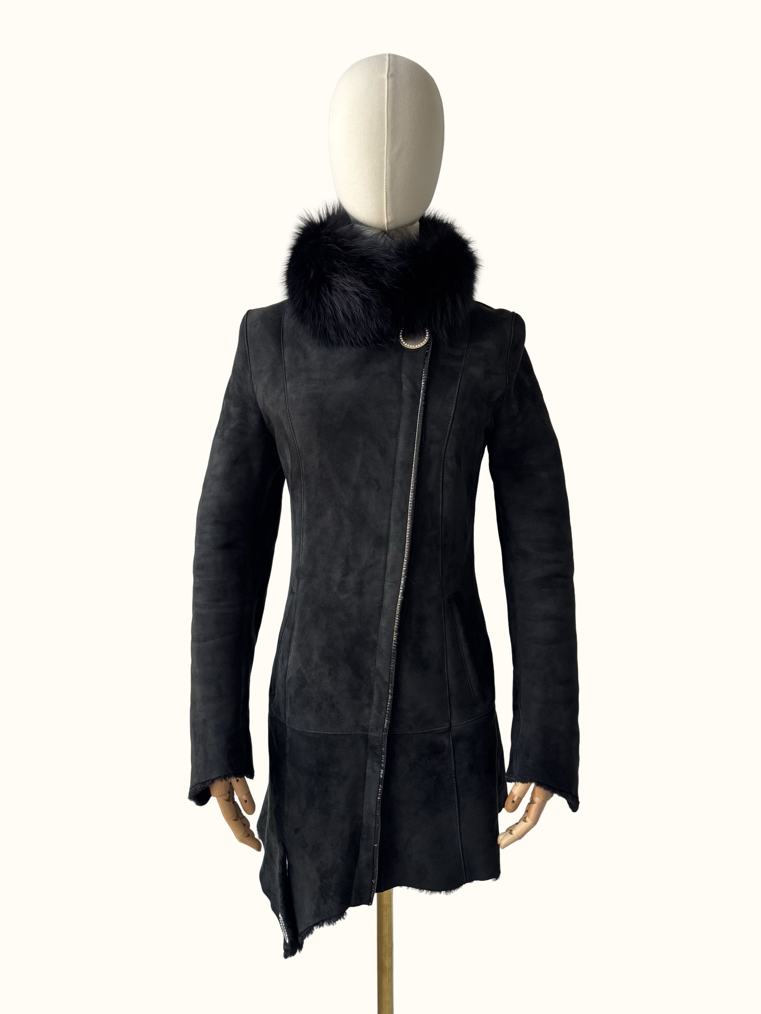 Vintage Vintage Real Sheepskin Asymmetry Coat (B550) Size S / US 4 / IT 40 - 1 Thumbnail