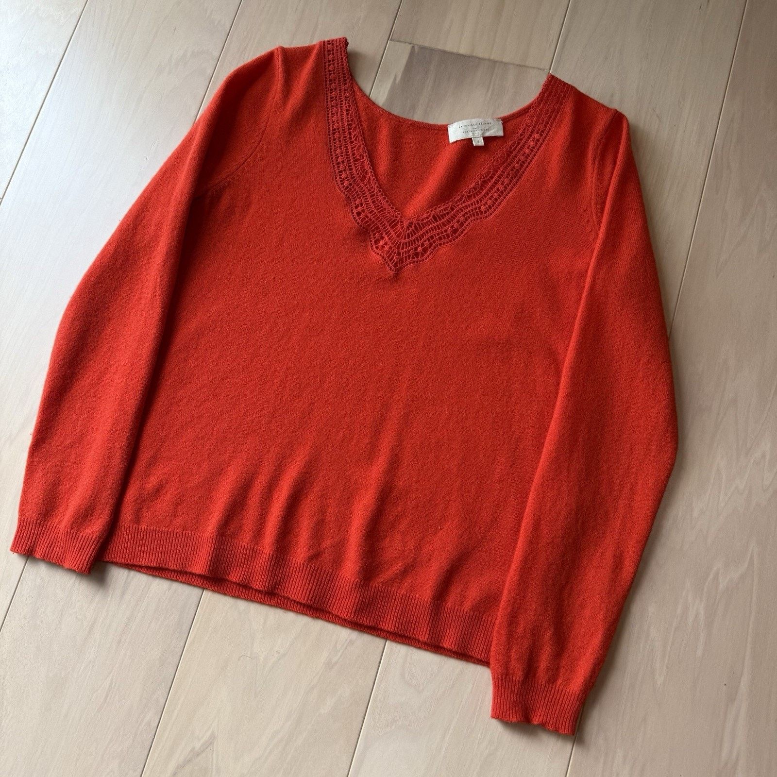 Sezane Sezane Janelle Sweater Women's Small Red Wool Cashmere Glam Size S / US 4 / IT 40 - 9 Thumbnail
