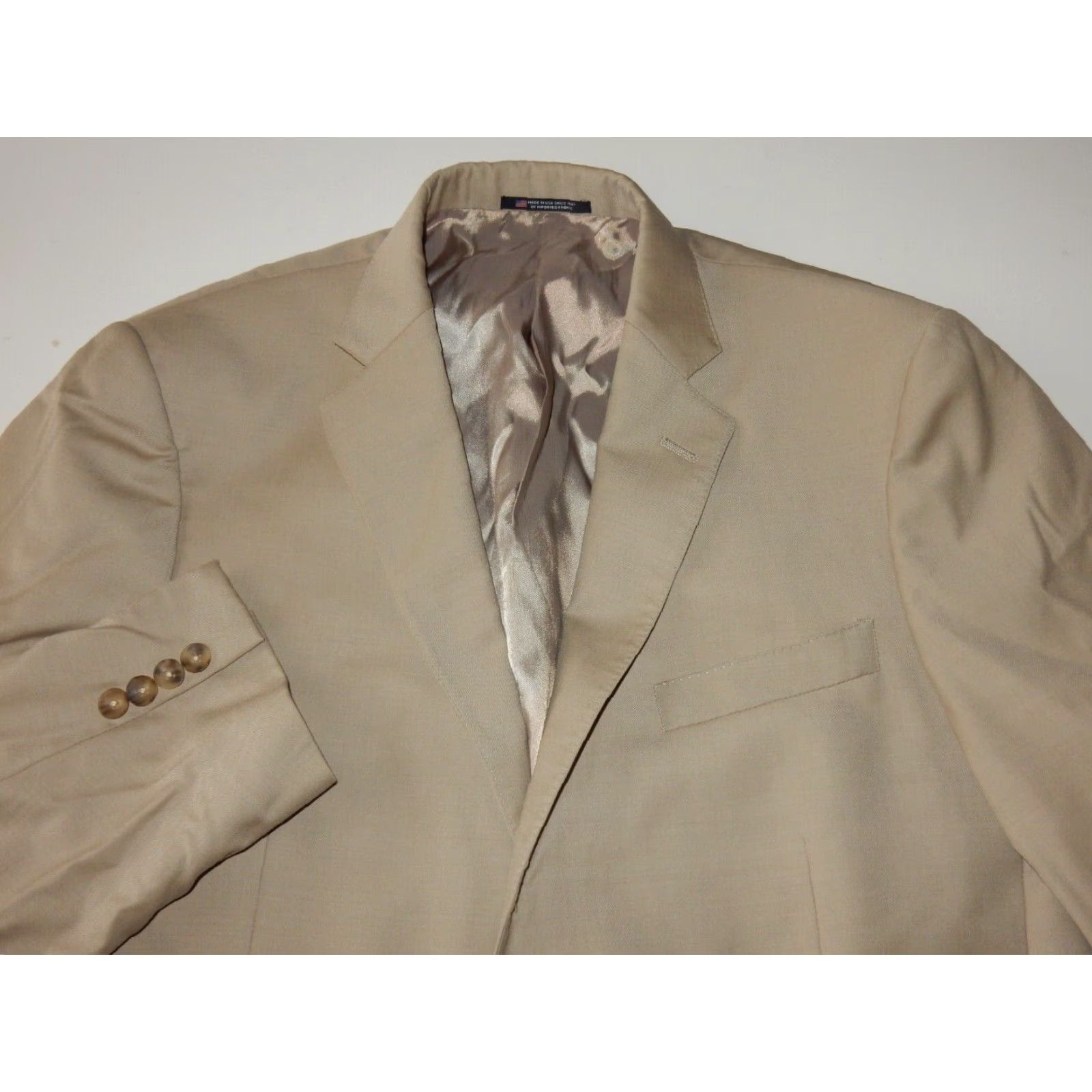 Hart Schaffner Marx Hart Schaffner Marx Blazer Sport Coat Jacket Size 44L Beige Wool Mens Size 44R - 2 Thumbnail
