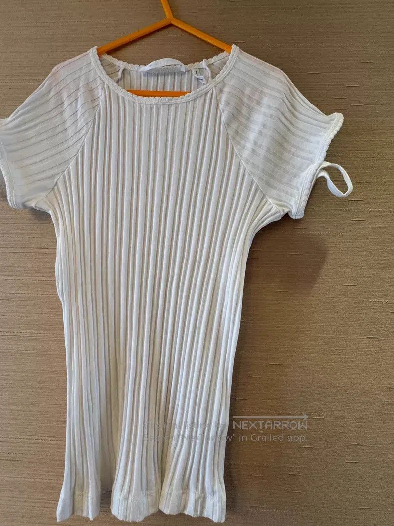 Helmut Lang Helmut Lang Short Sleeve Knit Top, Beige, With Shoulder Ti Size XS / US 0-2 / IT 36-38 - 1 Thumbnail