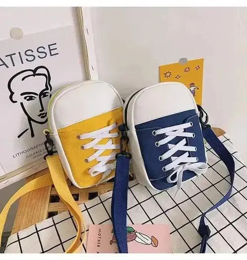 Hypebeast Fashion Canvas Crossbody Bag Personality Shoes Shape in Black, Men's