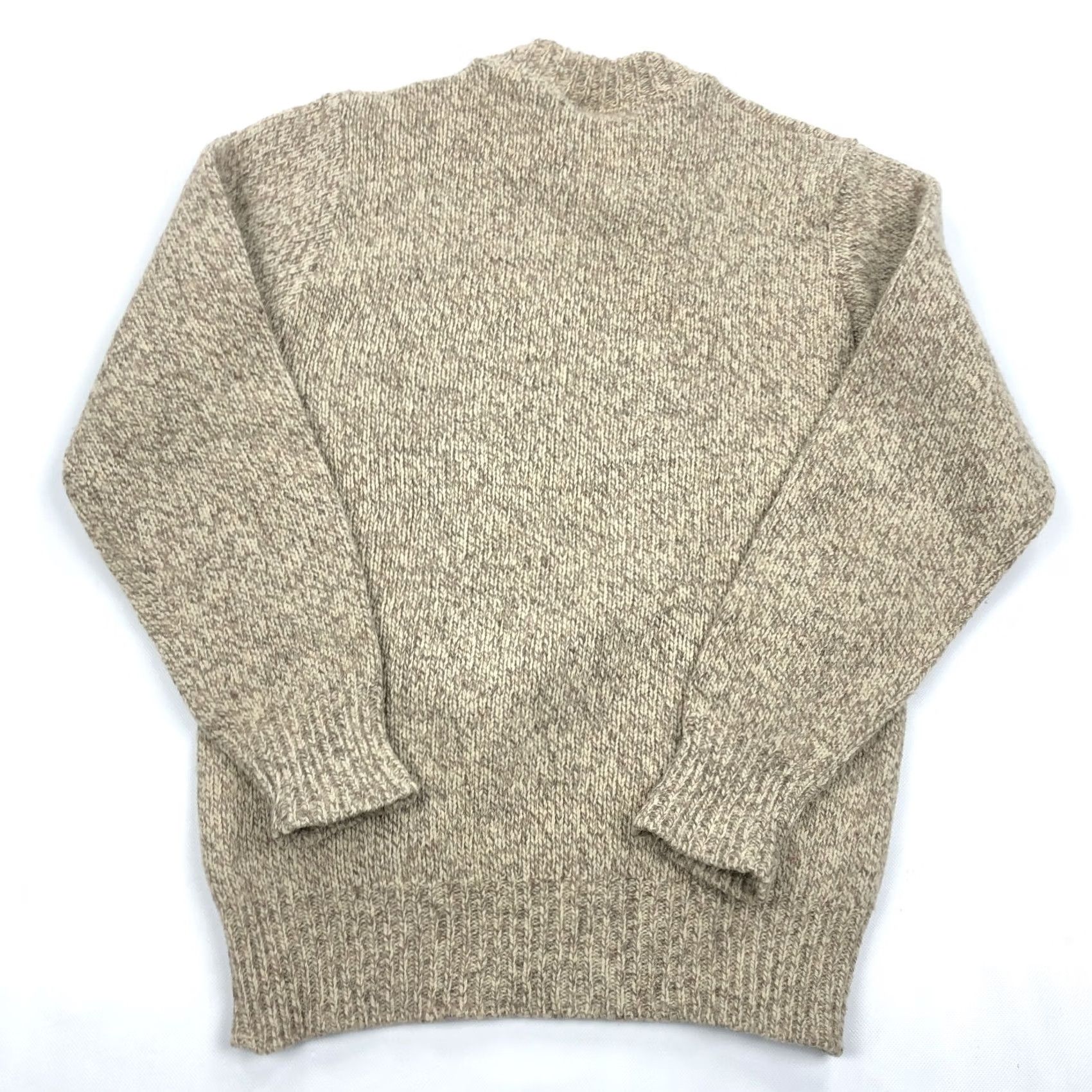 Lands' End VINTAGE Lands' End Men XL Wool Blend Crew Neck Sweater Beige Heathered 80s Pullover Knit Ribbed Cuffs Hem Long Sleeve Casual Mens Size US XL / EU 56 / 4 - 7 Thumbnail