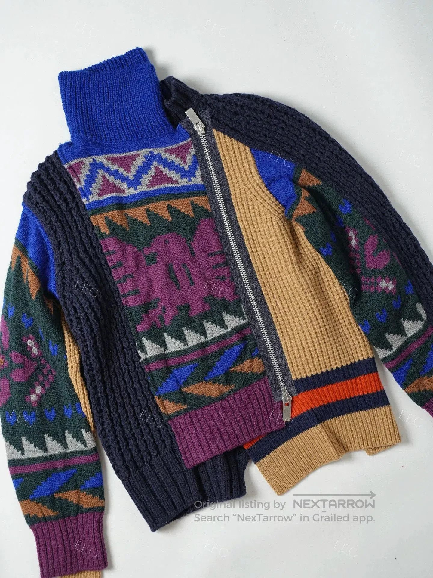 Sacai Sacai Color Block Wool Sweater Jacket. Size M / US 6-8 / IT 42-44 - 1 Thumbnail