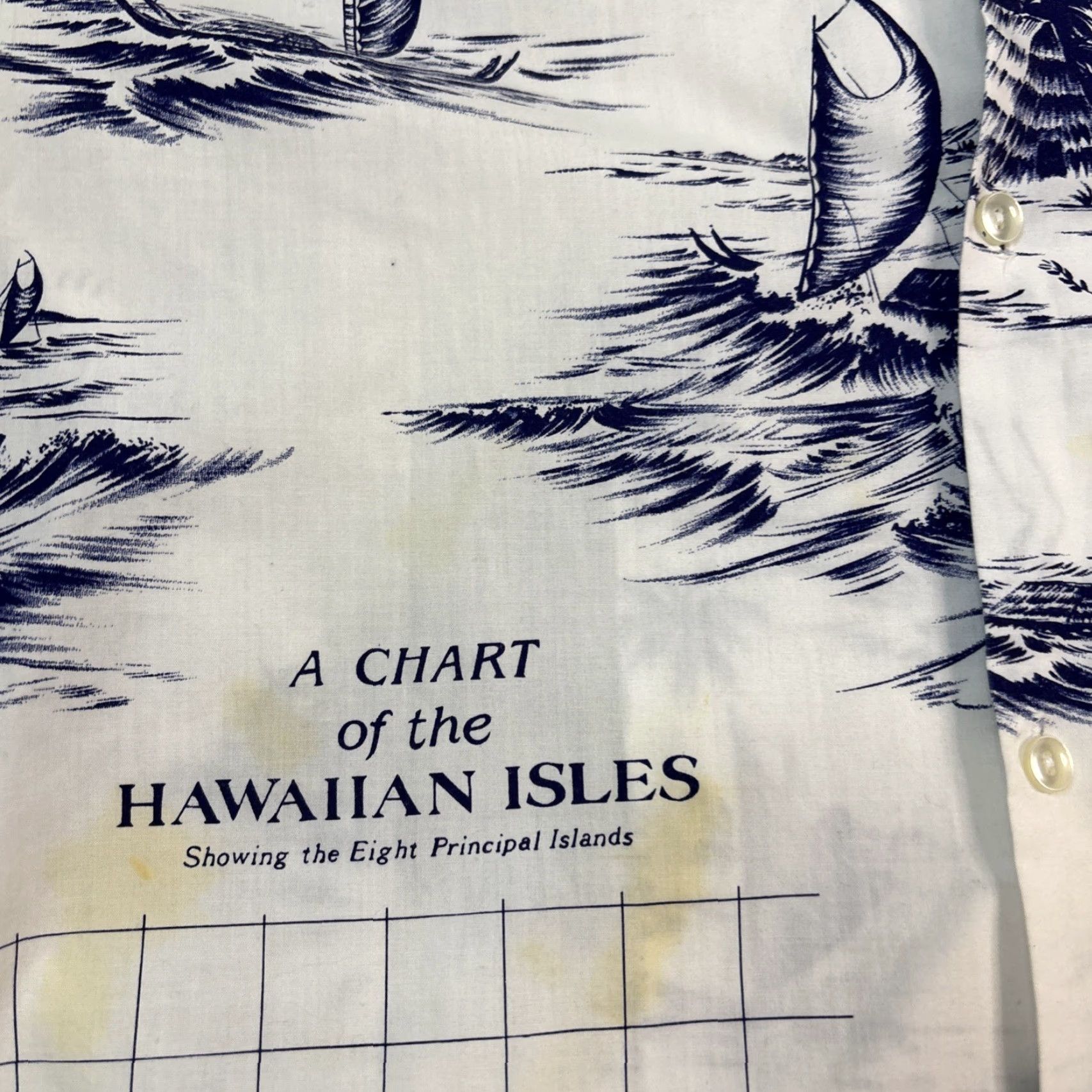 Vintage VINTAGE Rai Nani Hawaiian Shirt Men L White Chart Of Hawaiian Islands Shirt Short Sleeve Mens White Hawaiian Islands Vintage Size US L / EU 52-54 / 3 - 3 Thumbnail