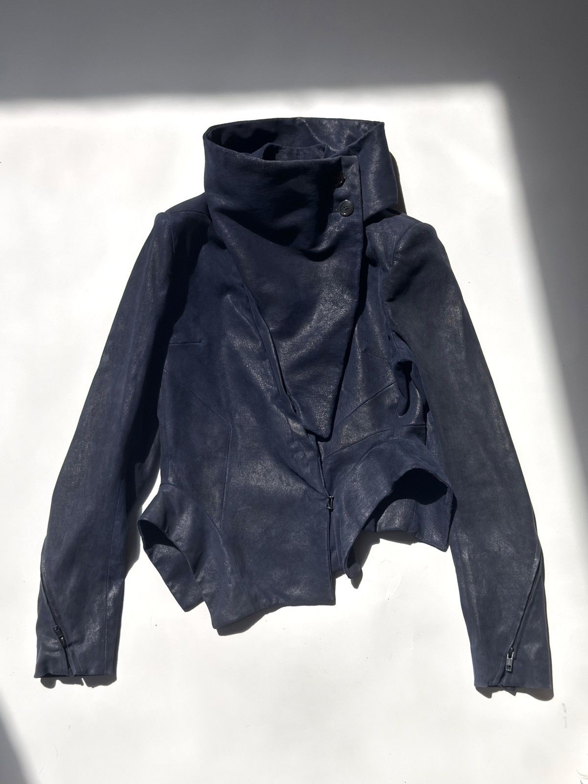 Ann Demeulemeester ann demeulemeester fw12 blue blistered leather jacket 38 Size S / US 4 / IT 40 - 1 Thumbnail