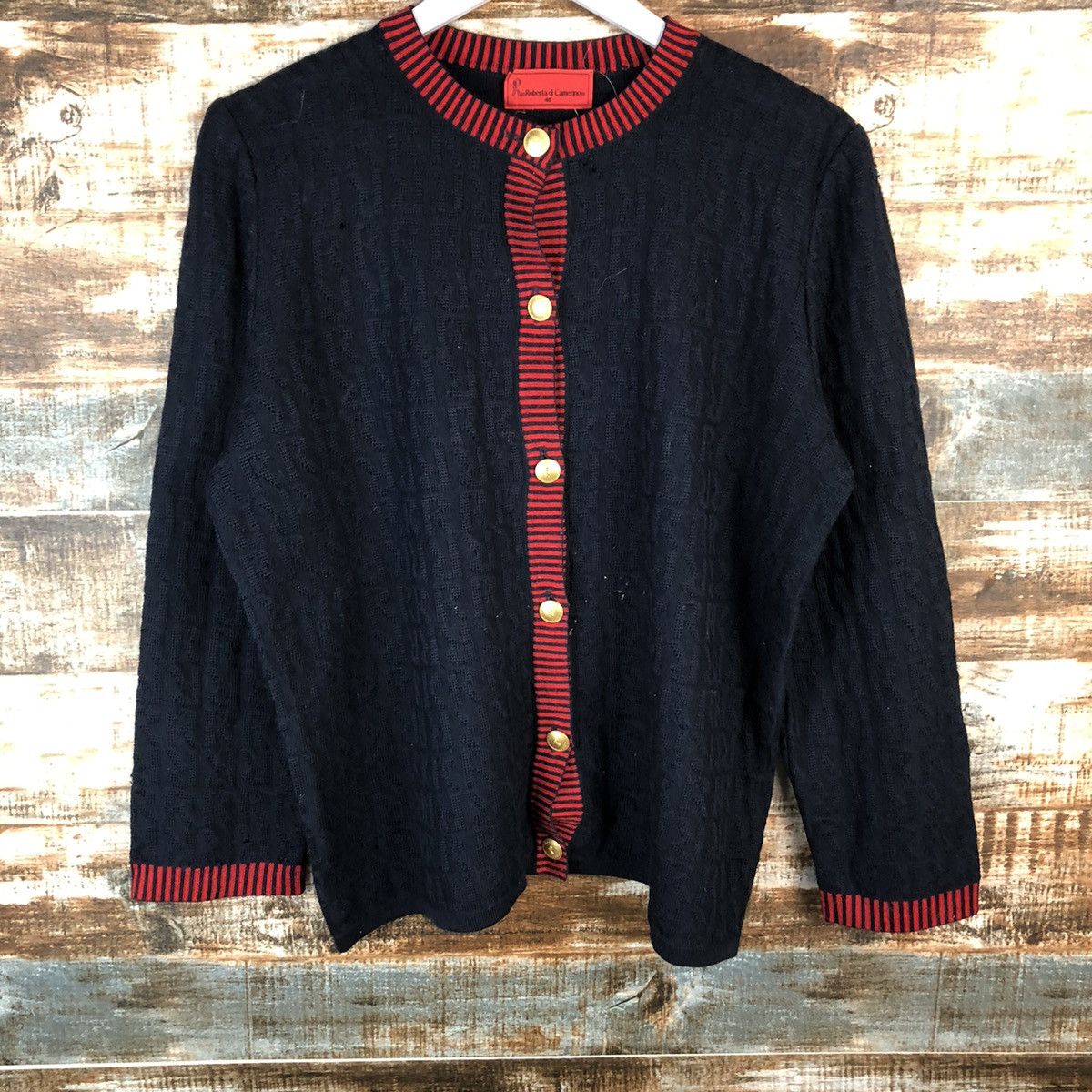 Roberta di Camerino Roberta di Camerino Darkblue Patterned Cardigans #A1362 Size S / US 4 / IT 40 - 3 Thumbnail