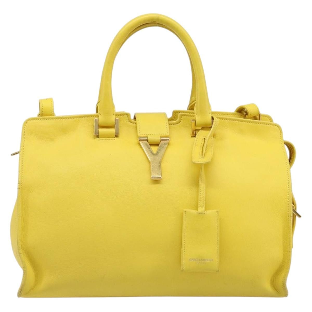 Saint Laurent Paris SAINT LAURENT Baby Cabas Hand Bag Leather 2way Yellow Gold Size ONE SIZE - 13 Thumbnail