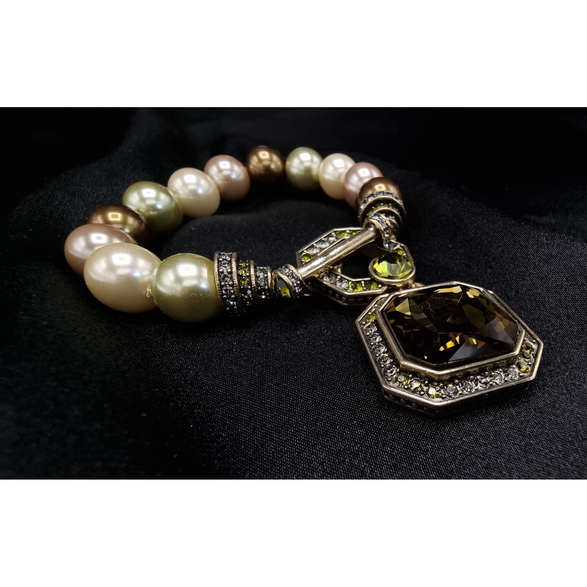 Vintage Heidi Daus Pearl-Like Beaded Bracelet With Smoky Stone & Cry Size ONE SIZE - 4 Thumbnail