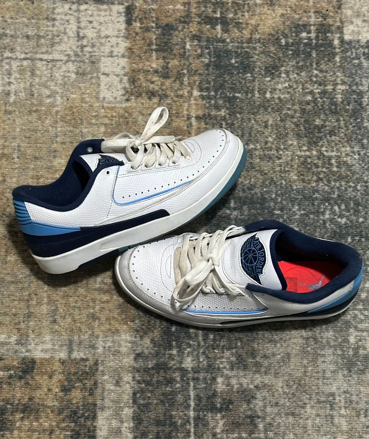 Pre-owned Jordan Nike Jordan 2 Midnight Navy Shoes In White