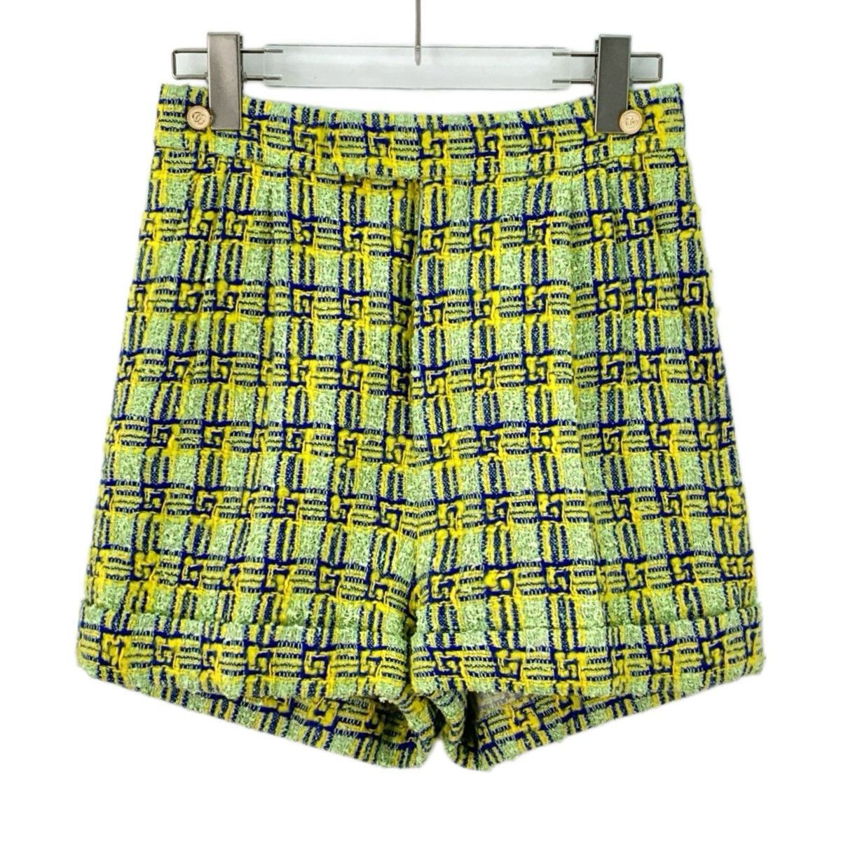 Gucci Gucci 23 Style Light Green Plaid Woven Tweed Shorts K26WX Size 25" / US 0 / IT 36 - 1 Thumbnail