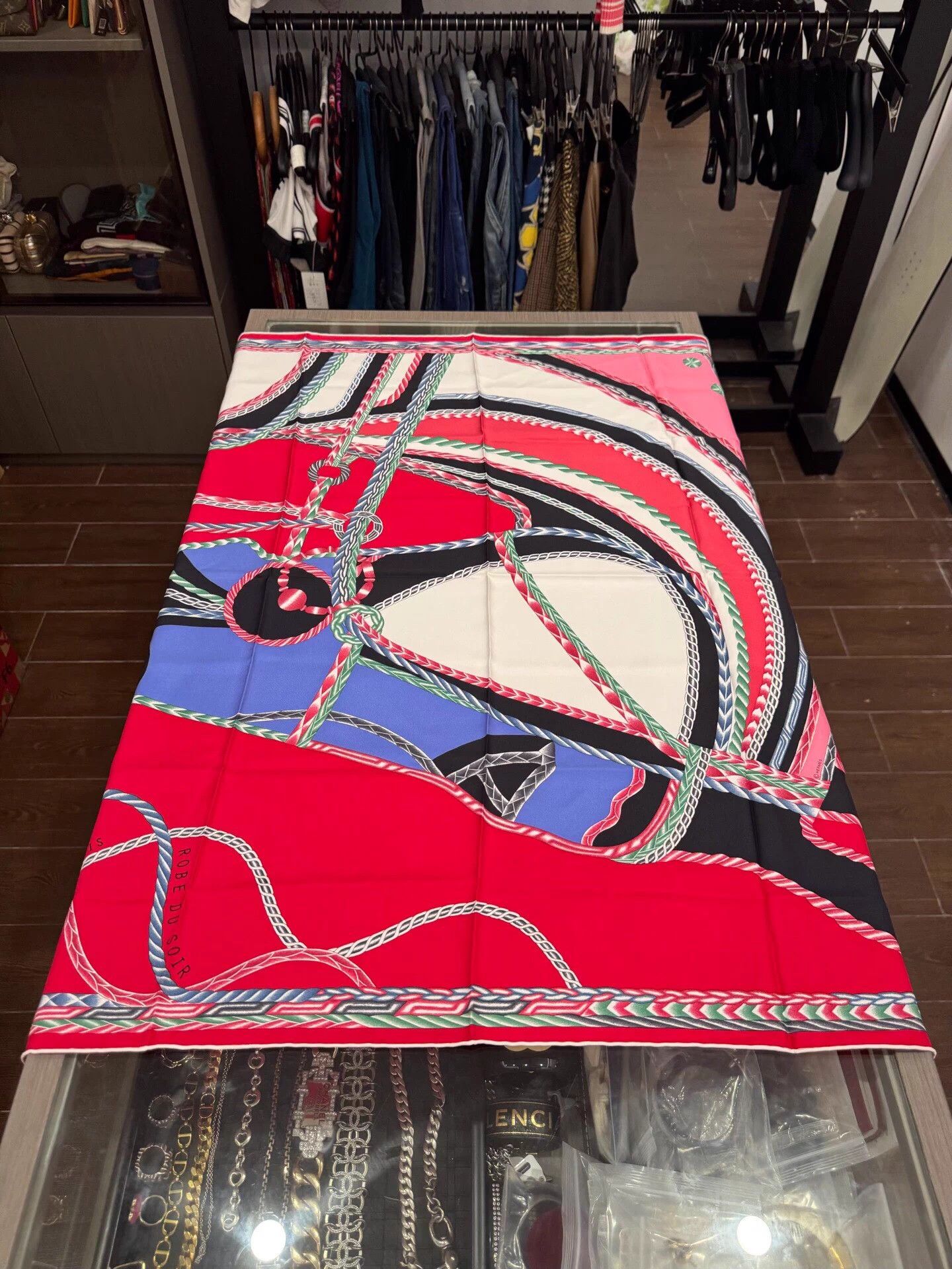 Hermes Hermes Red Horse Head Logo Silk Evening Scarf Size ONE SIZE - 3 Thumbnail