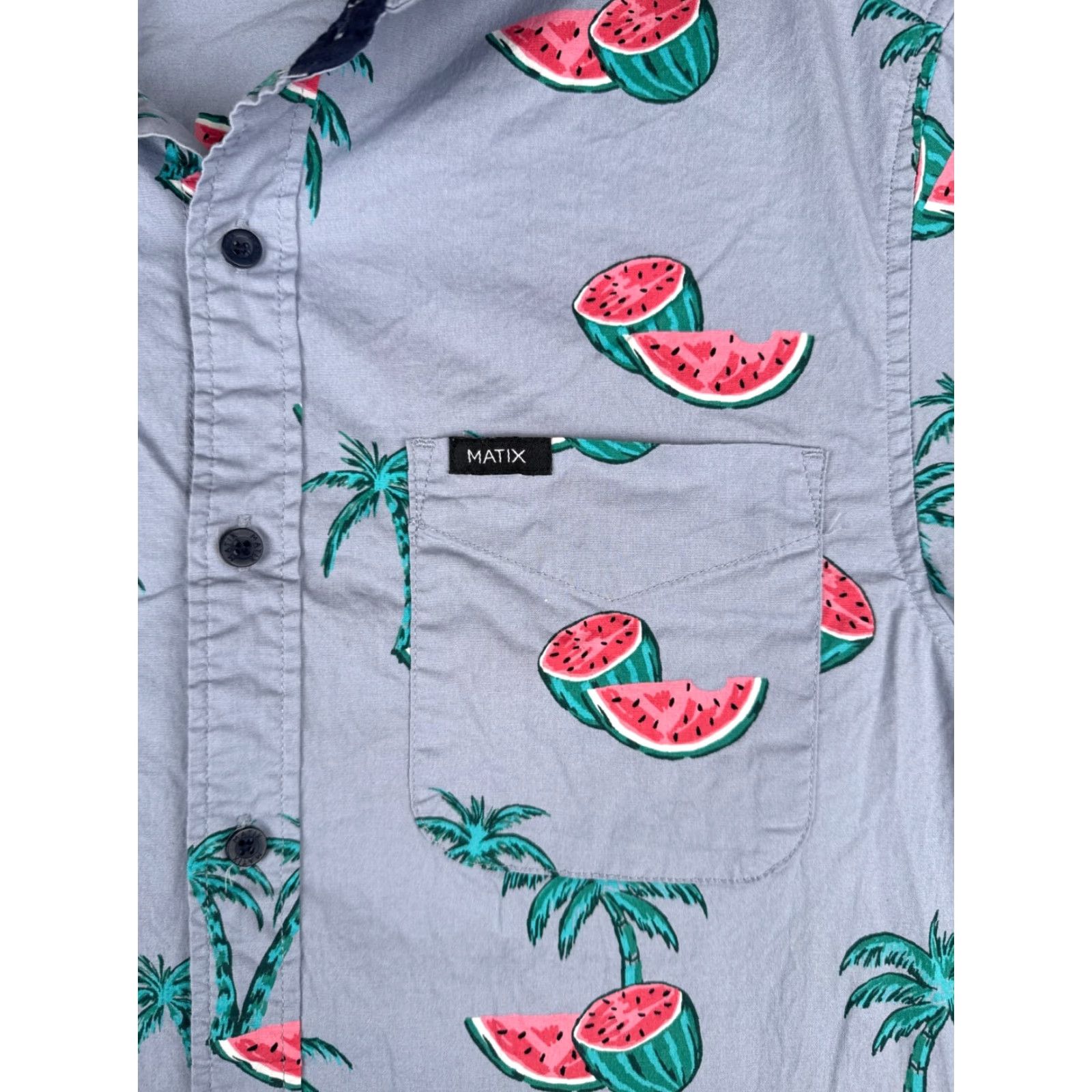 Vintage Matix Shirt Men Medium Blue Watermelon Palm Tree Cotton Blend Hawaiian Button Up Size US M / EU 48-50 / 2 - 6 Thumbnail