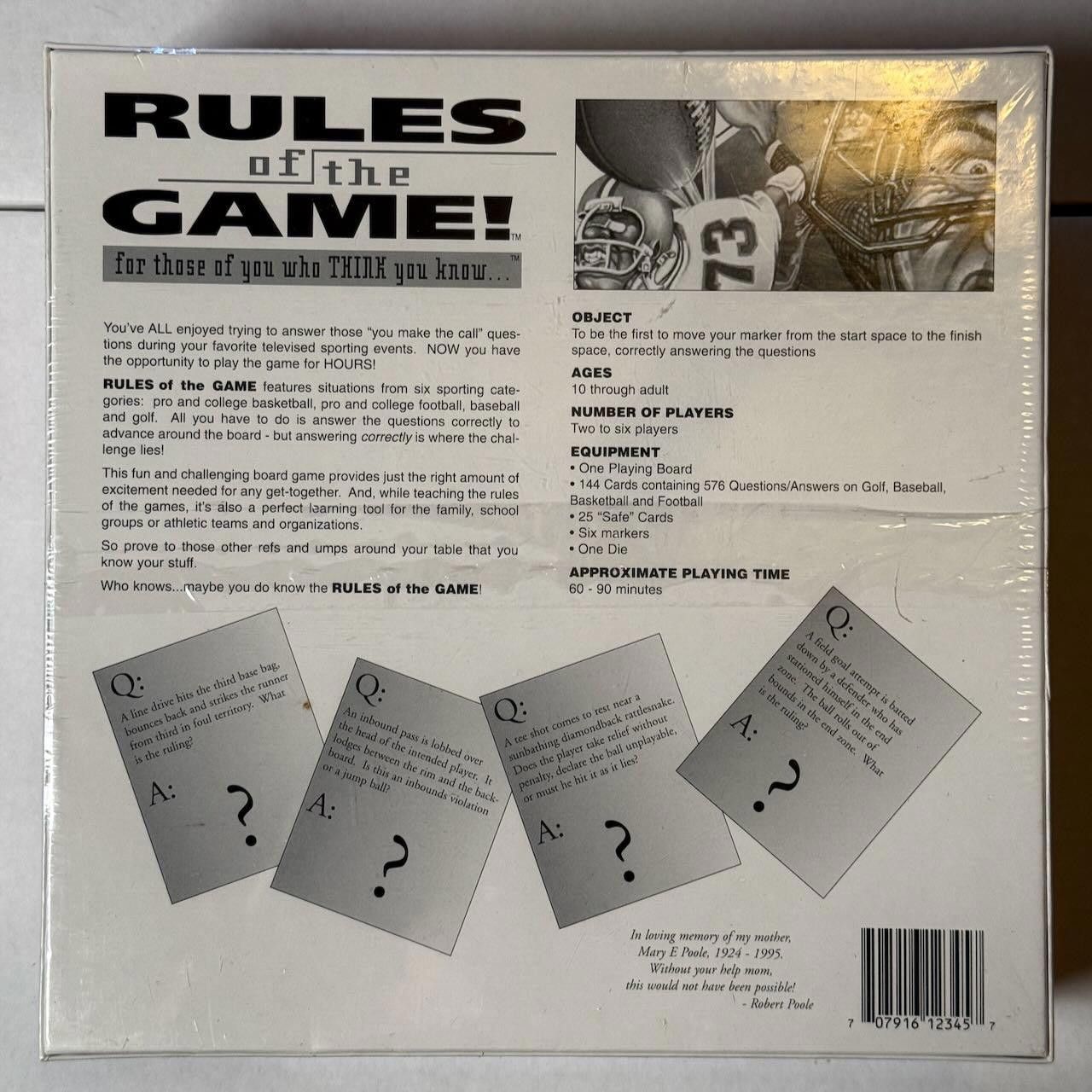 Designer VTG Rules of the Game Trivia Board Game Poole 1995 SEALED Size ONE SIZE - 1 Thumbnail