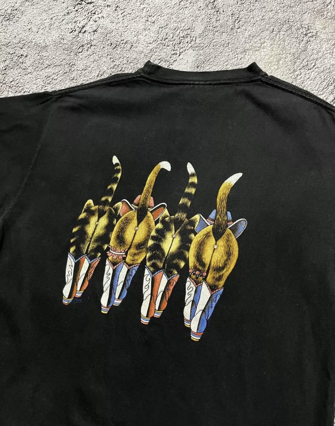 Band Tees × Vintage T-Shirt Vintage Black with Print 4 Cats Size M Size US M / EU 48-50 / 2 - 4 Thumbnail
