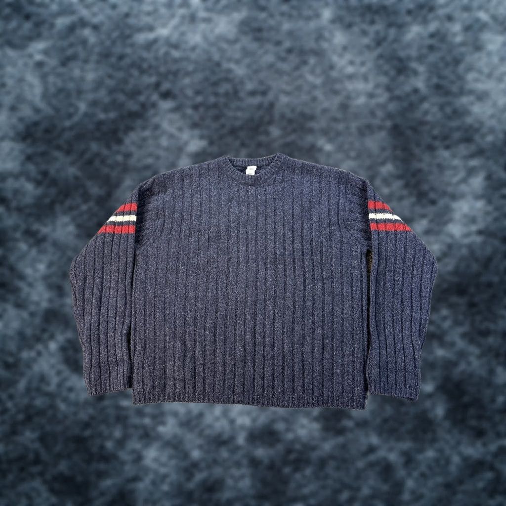 Gap VINTAGE Gap Sweater Mens L Blue Striped Chunky-Knit Wool Fisherman Crew Neck Pullover Size US L / EU 52-54 / 3 - 1 Thumbnail