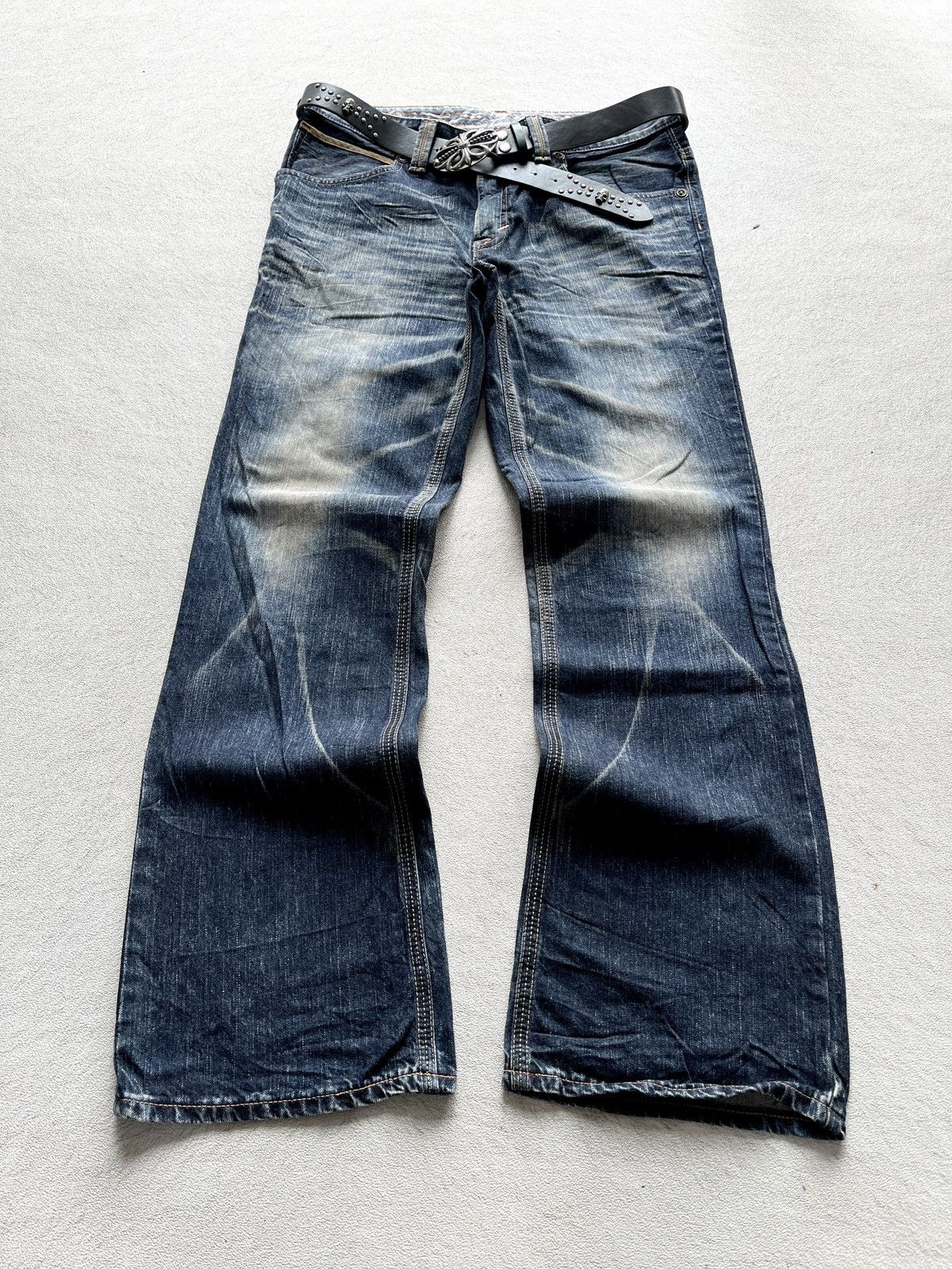 Number (N)ine 2000s Edwin XV Navajo Leather Cowboy Faded Flare Jeans Size US 36 / EU 52 - 1 Thumbnail