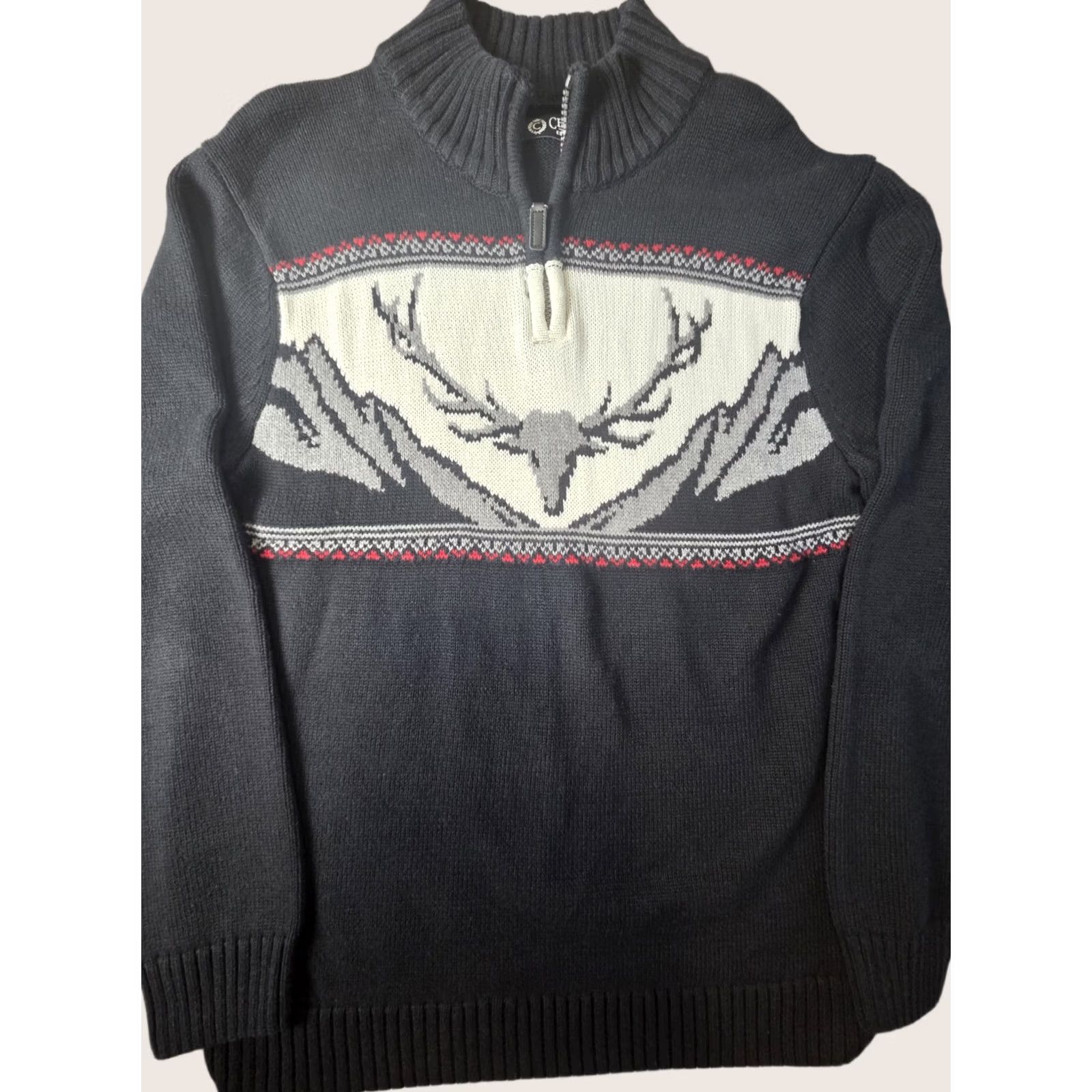 Chaps Chaps Sweater Pullover 1/4 Zip Long Sleeve Black 100% Cotton Knit Regular Mens L Size US L / EU 52-54 / 3 - 1 Thumbnail
