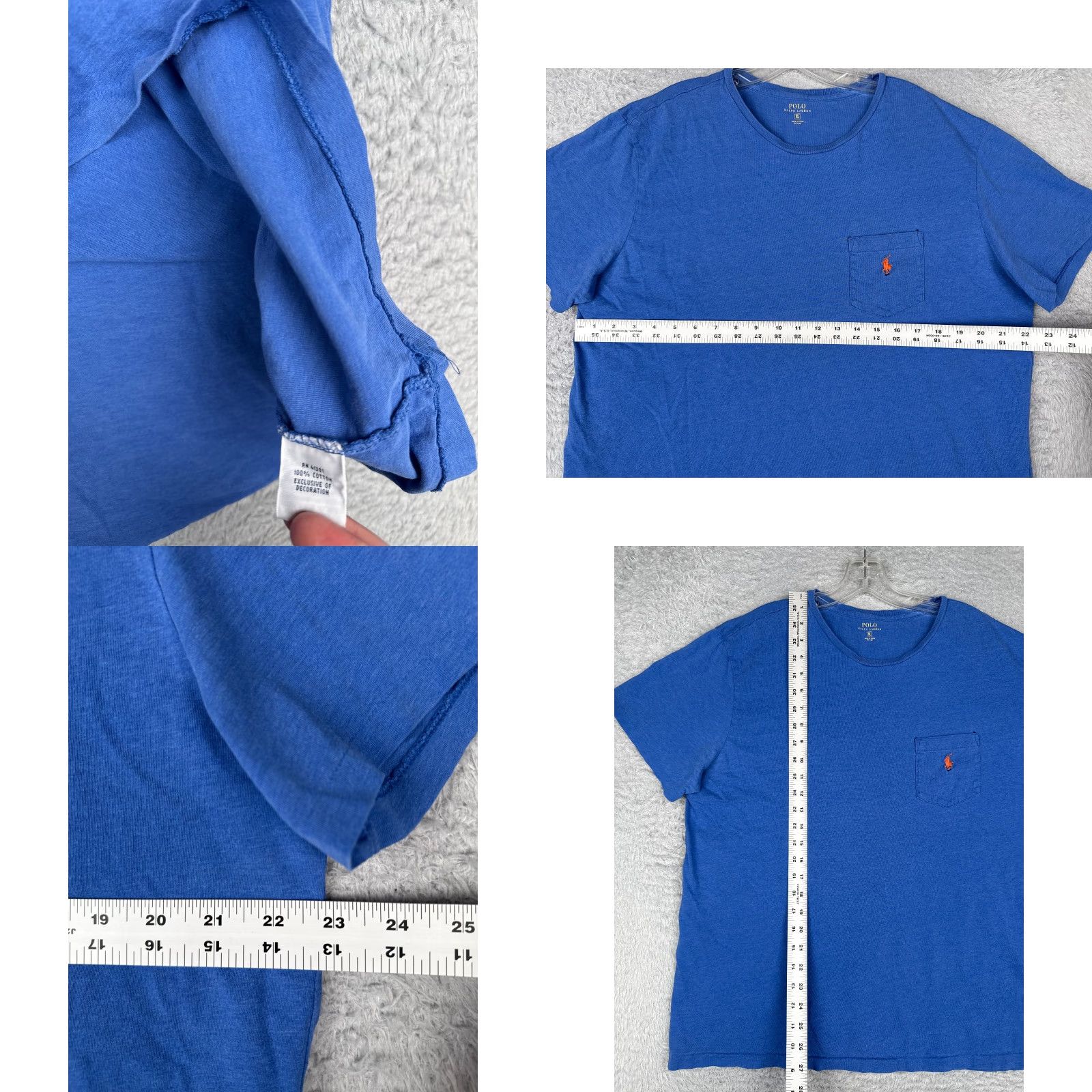 Ralph Lauren Polo Ralph Lauren Shirt Adult XL Blue Crew Neck 100% Cotton Pocket Logo T-Shirt Men’s Wear All Seasons Size US XL / EU 56 / 4 - 8 Thumbnail