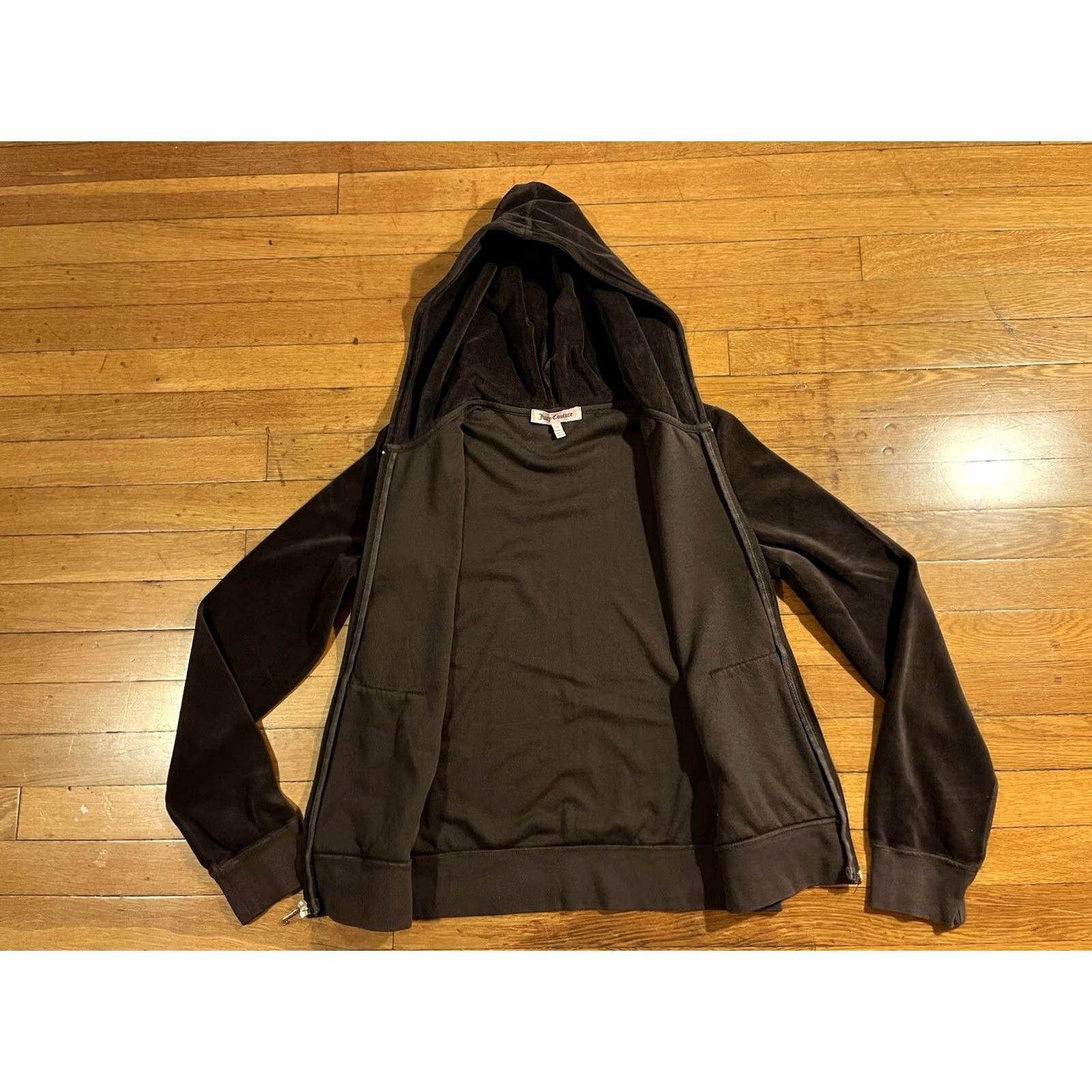 Juicy Couture VINTAGE Juicy Couture Velour Hoodie Women’s XL Brown Full Zip Hooded Pockets 90s Designer Logo Womens Size XL / US 12-14 / IT 48-50 - 6 Thumbnail