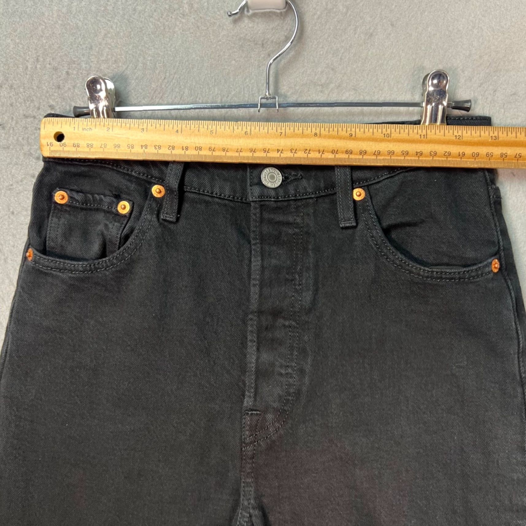 Levi's Levi's Womens Jeans Black 26 x 27 Ribcage High Rise Ankle 5-Pocket Denim Shirt/Jeans Size 26" / US 2 / IT 38 - 6 Thumbnail
