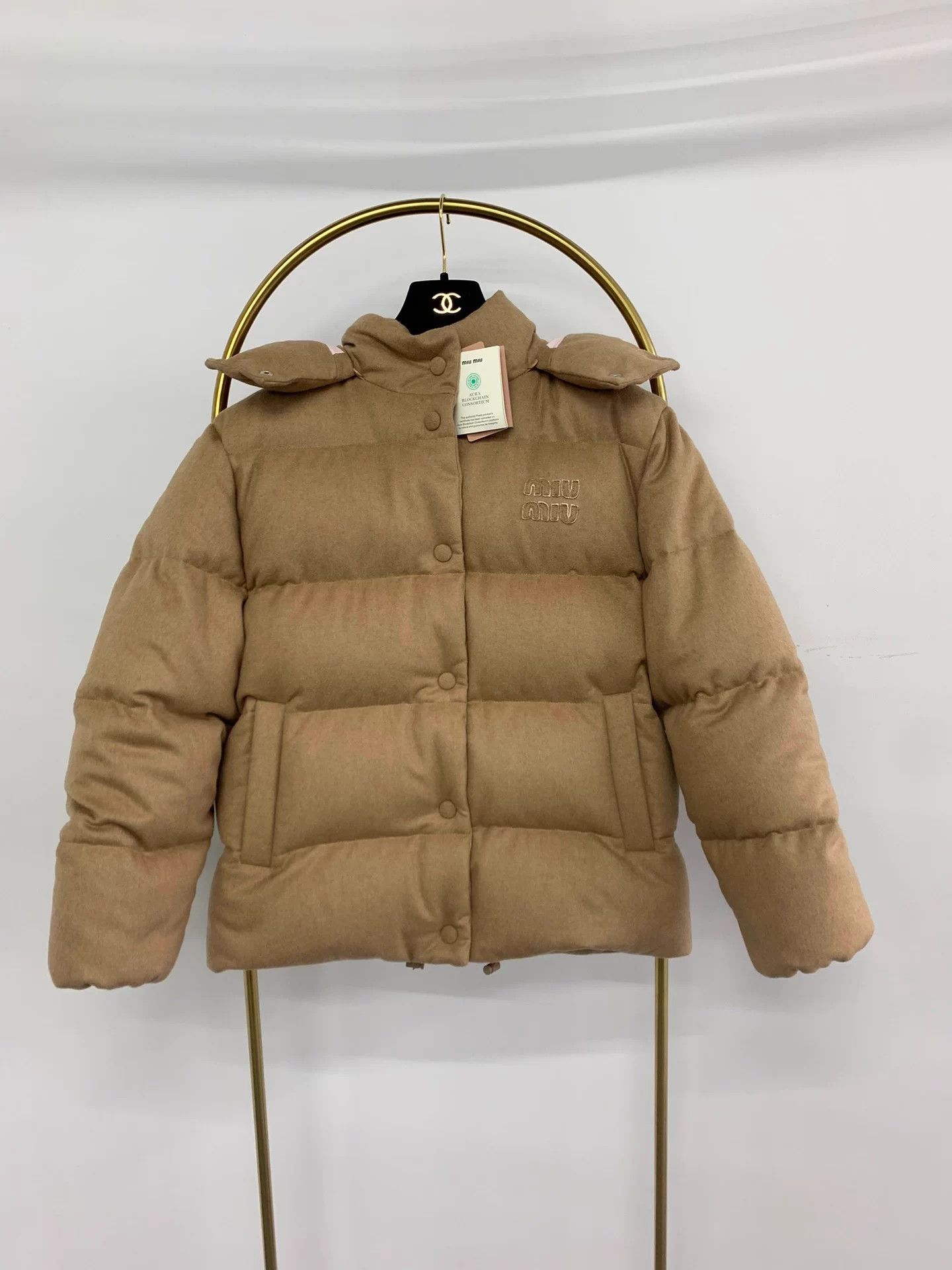 Miu Miu MIU MIU Khaki Removable Hood Down Jacket 38 New Size S / US 4 / IT 40 - 1 Thumbnail