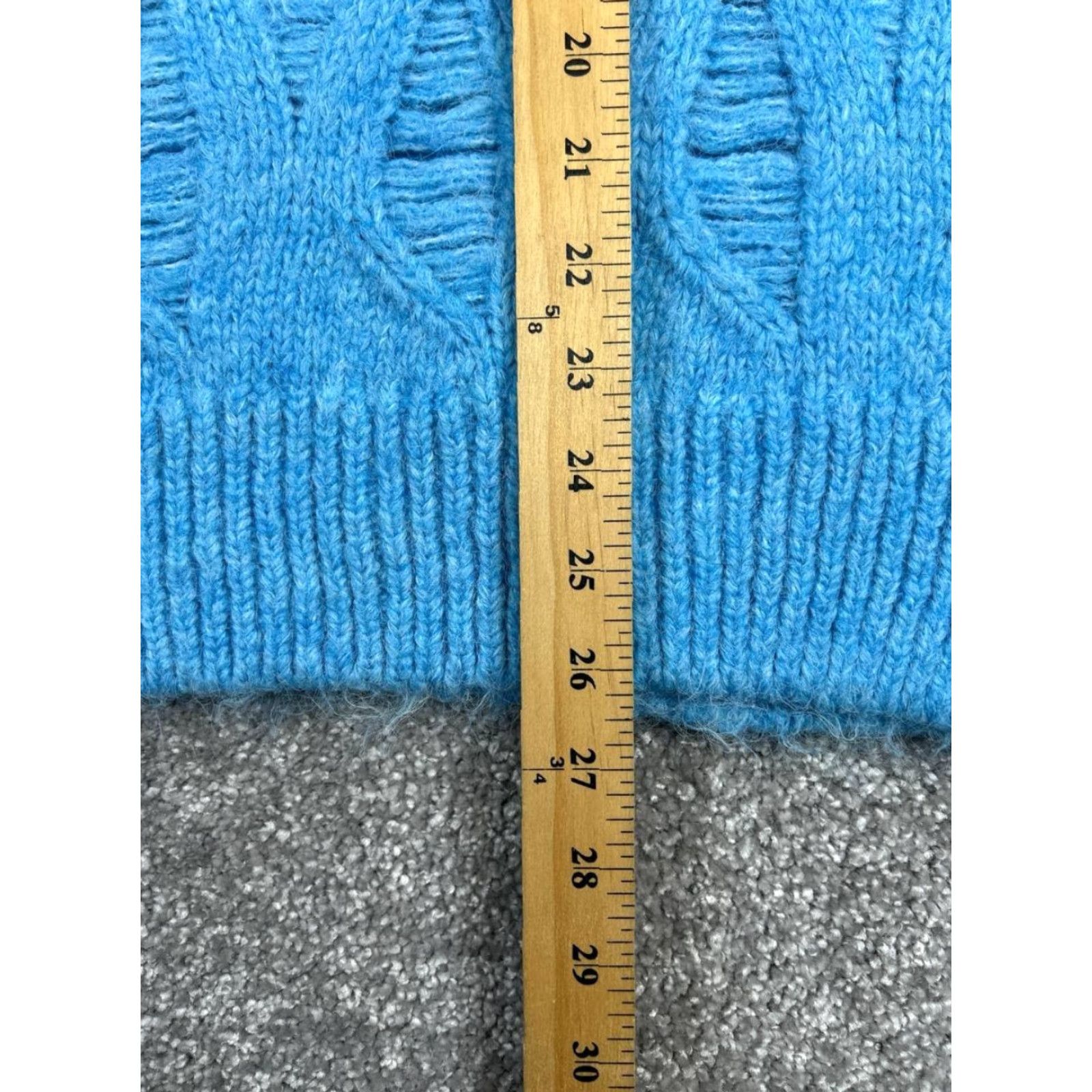 Zara Zara Womens Small Blue Cable Knit Pullover Sweater V-Neck Long Sleeve Casual Winter Fall Regular Size S / US 4 / IT 40 - 8 Thumbnail