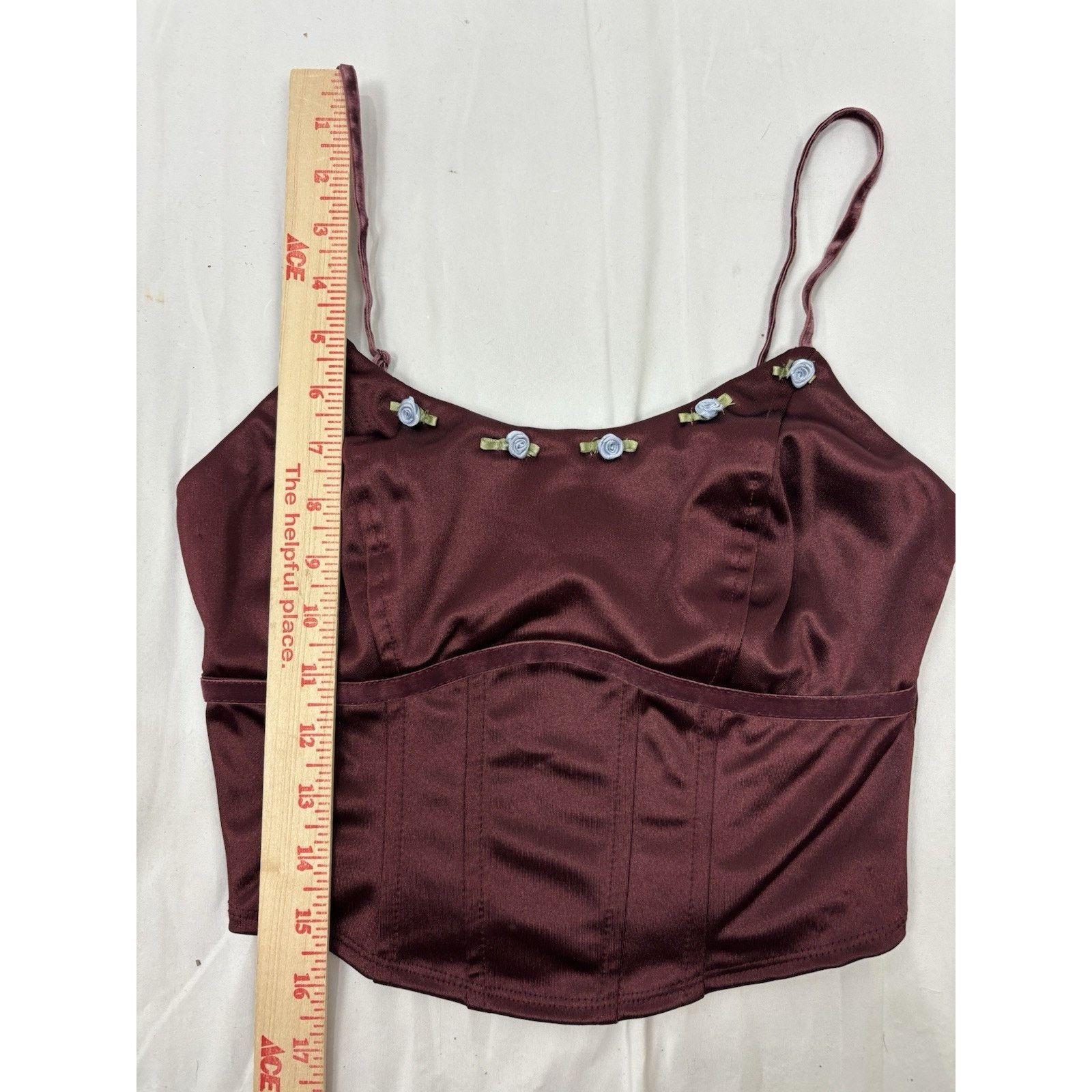 Target Basics Wild Fable Burgundy Silky Corset Tank Top Rosettes XXS Size XXS / US 00 / IT 34 - 6 Thumbnail
