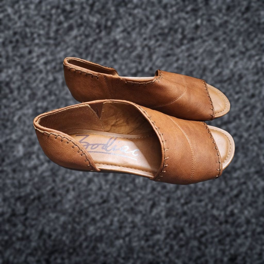 Vintage Zodiac Sandals Women's Size 9 M Brown D'Orsay Open Toe Slip On Comfort Size US 9 / IT 39 - 1 Thumbnail