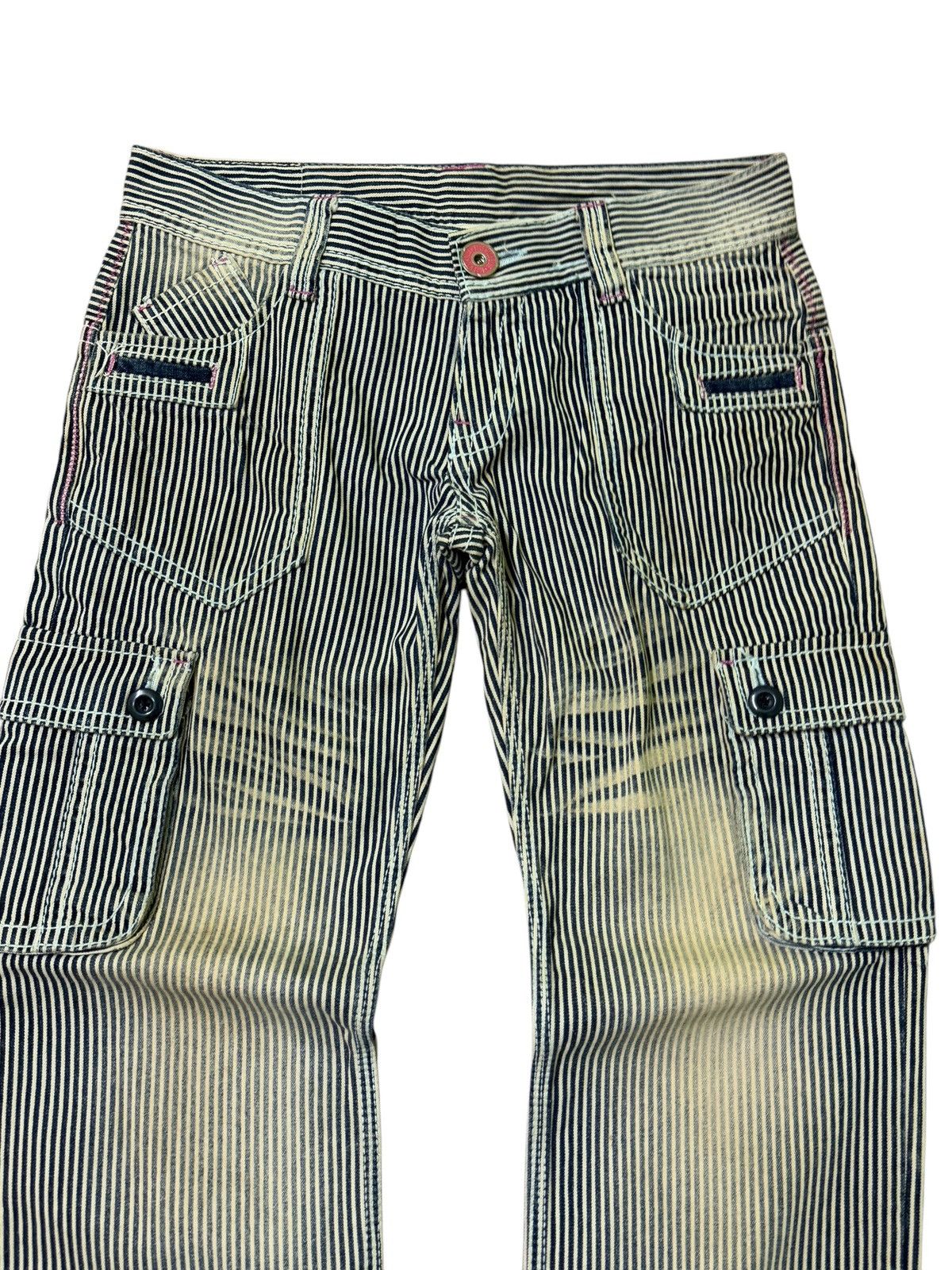 Japanese Brand HICKORY BLUE MOON BLUE CARGO ACID WASHED DISTRESSED JEANS Size US 32 / EU 48 - 3 Thumbnail
