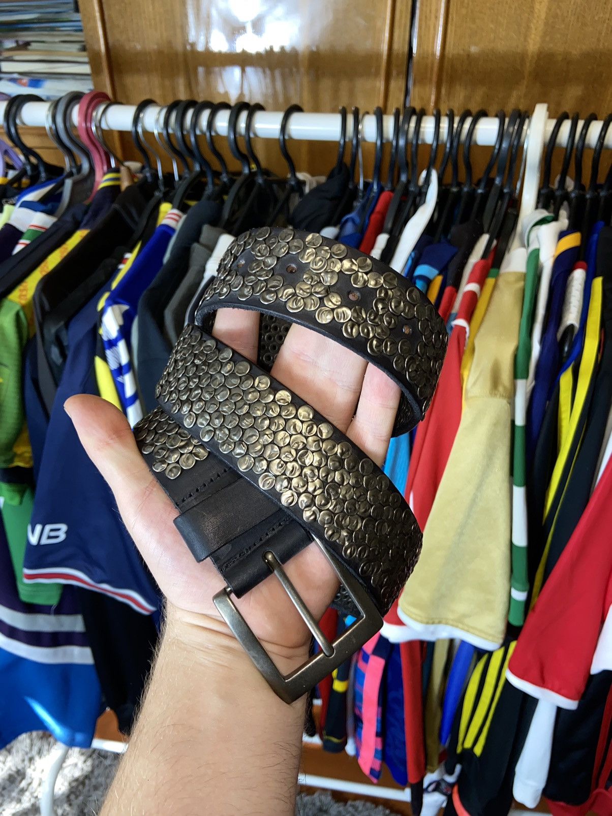 Japanese Brand × Vintage VINTAGE 90s LEATHER BELT GOTH EMO DEATH PUNK STYLE METAL Size ONE SIZE - 1 Thumbnail
