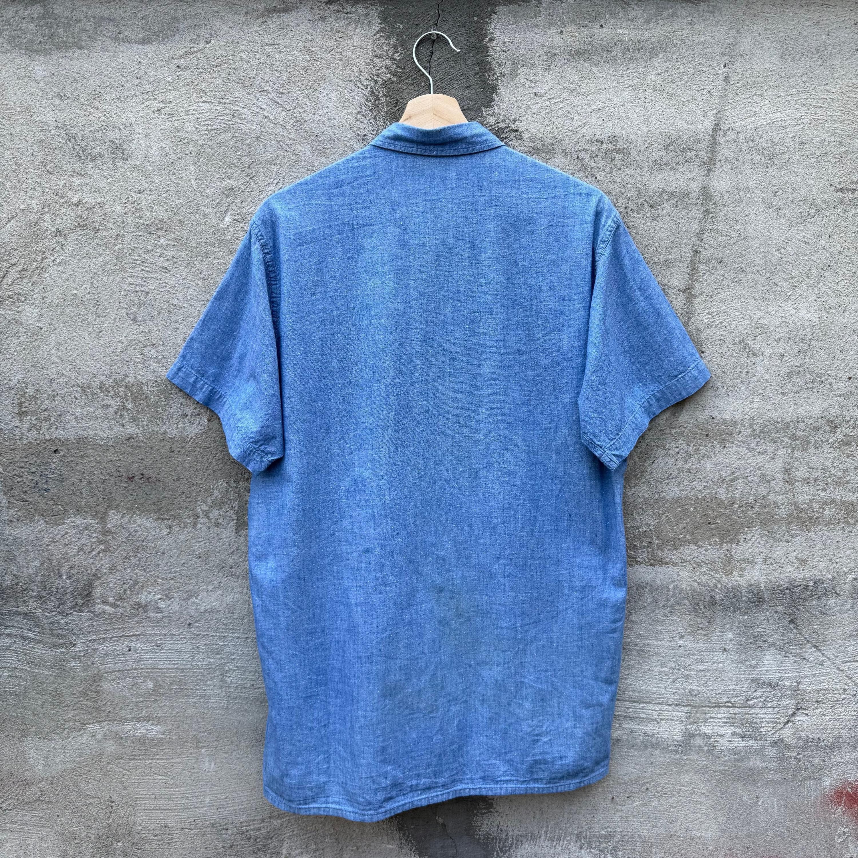 Vintage 60's USN Chambray Short Sleeve Selvedge Button Down Shirt Size US M / EU 48-50 / 2 - 2 Thumbnail