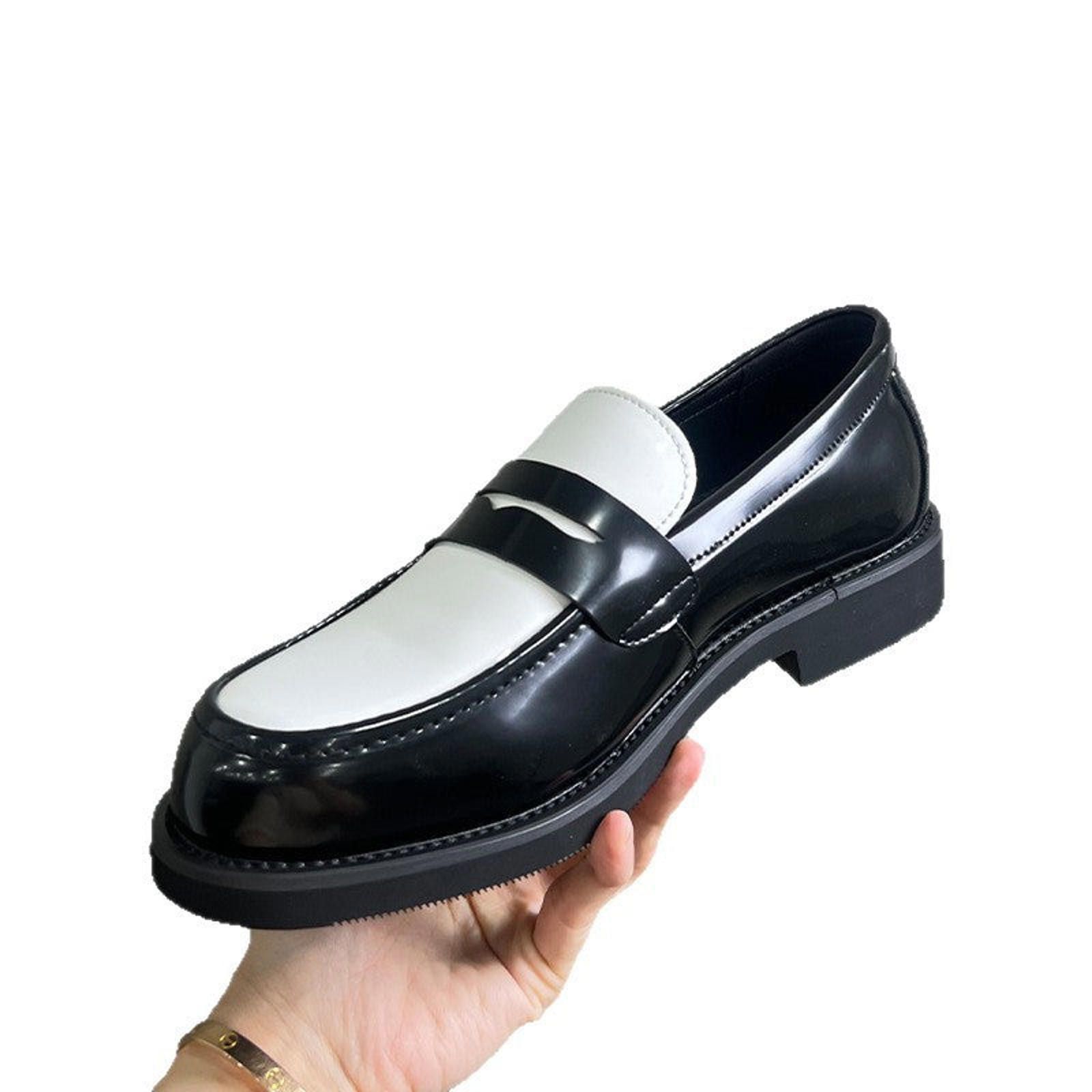 Other Two-Tone Black White Chunky Penny Loafer Contrast Derby Shoe Size US 7 / EU 40 - 1 Thumbnail