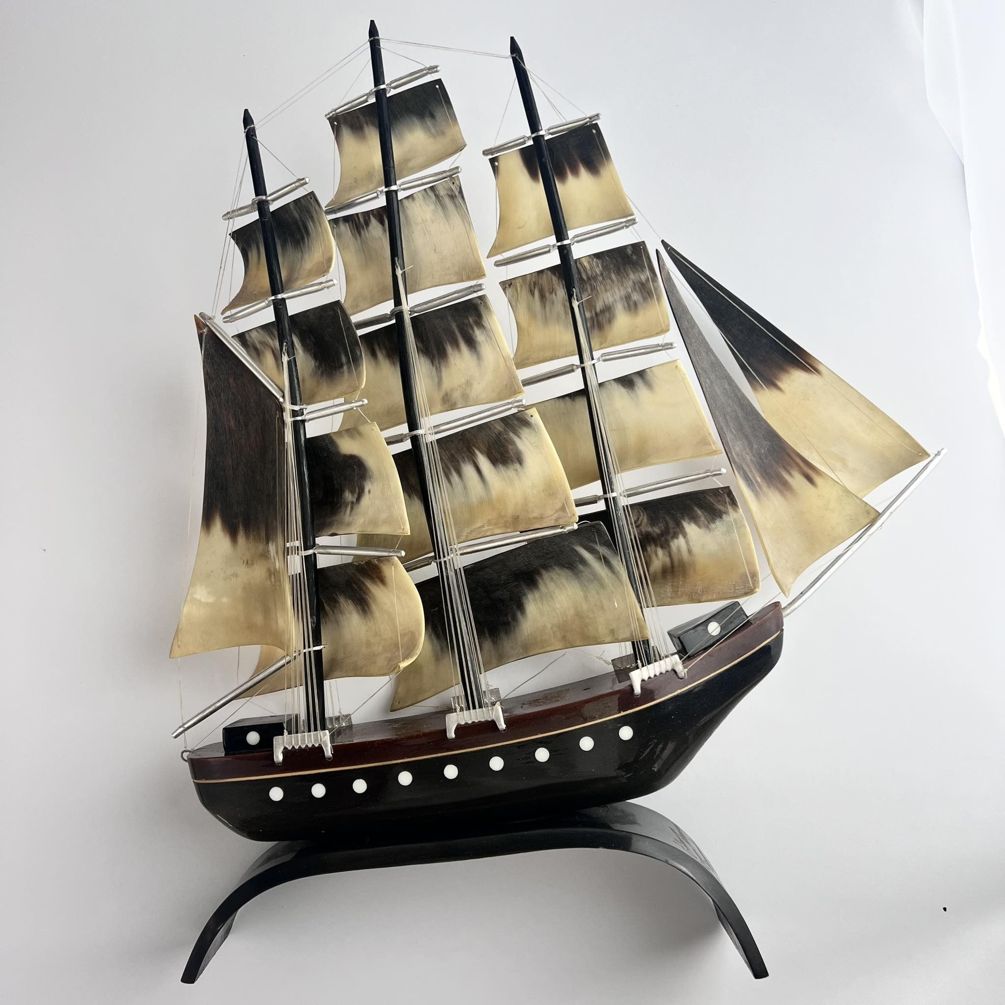 Vintage 1981 Large Vintage USSR Model of Ship Sailing Handmade Horn Size ONE SIZE - 4 Thumbnail