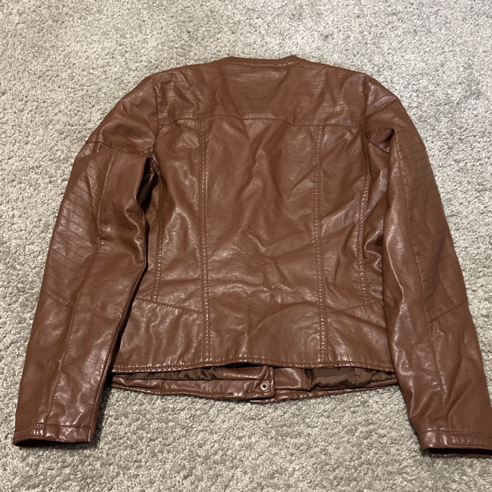 J Brand VINTAGE Odyn Brown Leather Moto Jacket Women Large M Brown Leather Moto Adult Large ODYN Brand Women's Jacket Motorcycle Size M / US 6-8 / IT 42-44 - 7 Thumbnail