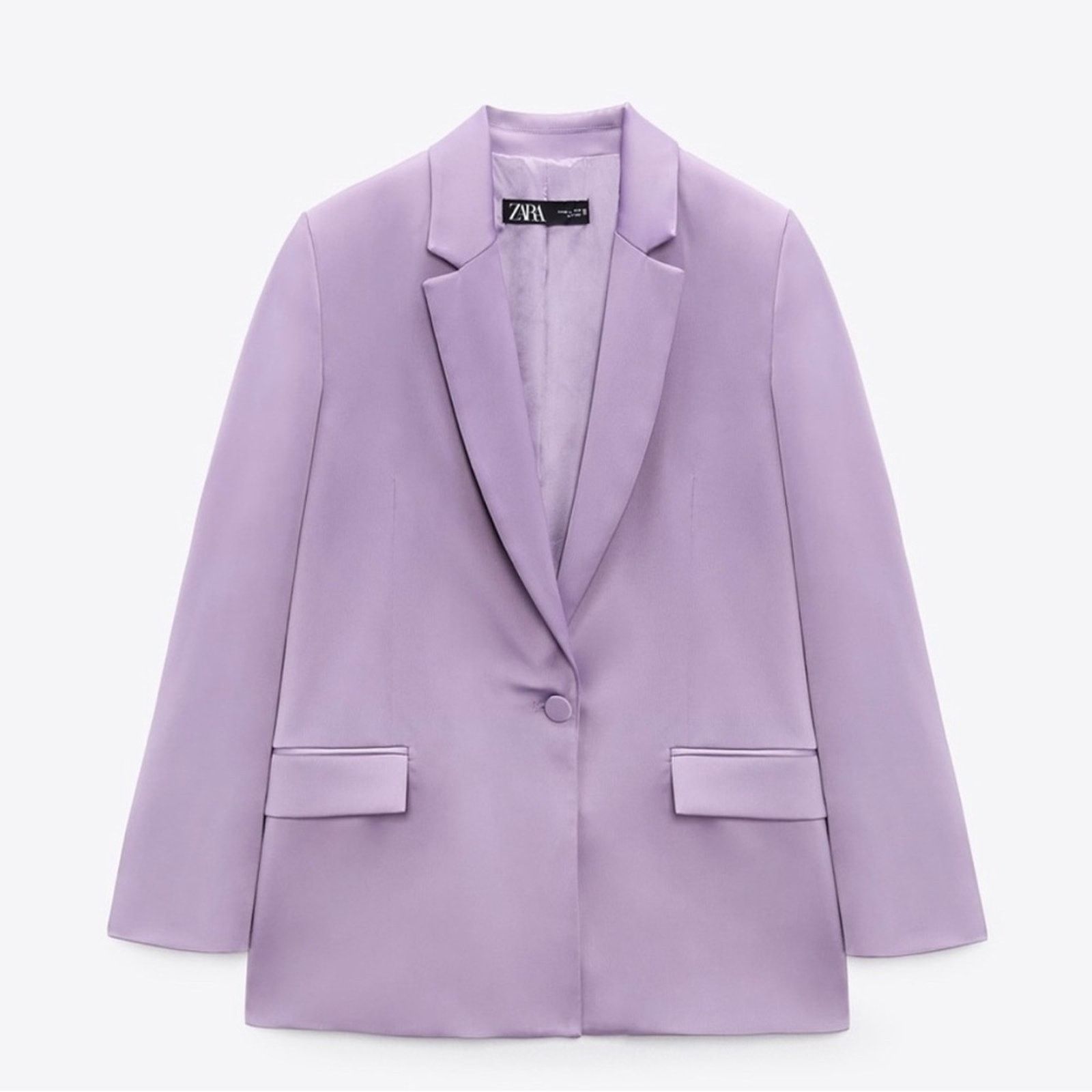 Zara ZARA SATIN EFFECT BLAZER LILAC Size XS / US 0-2 / IT 36-38 - 7 Thumbnail