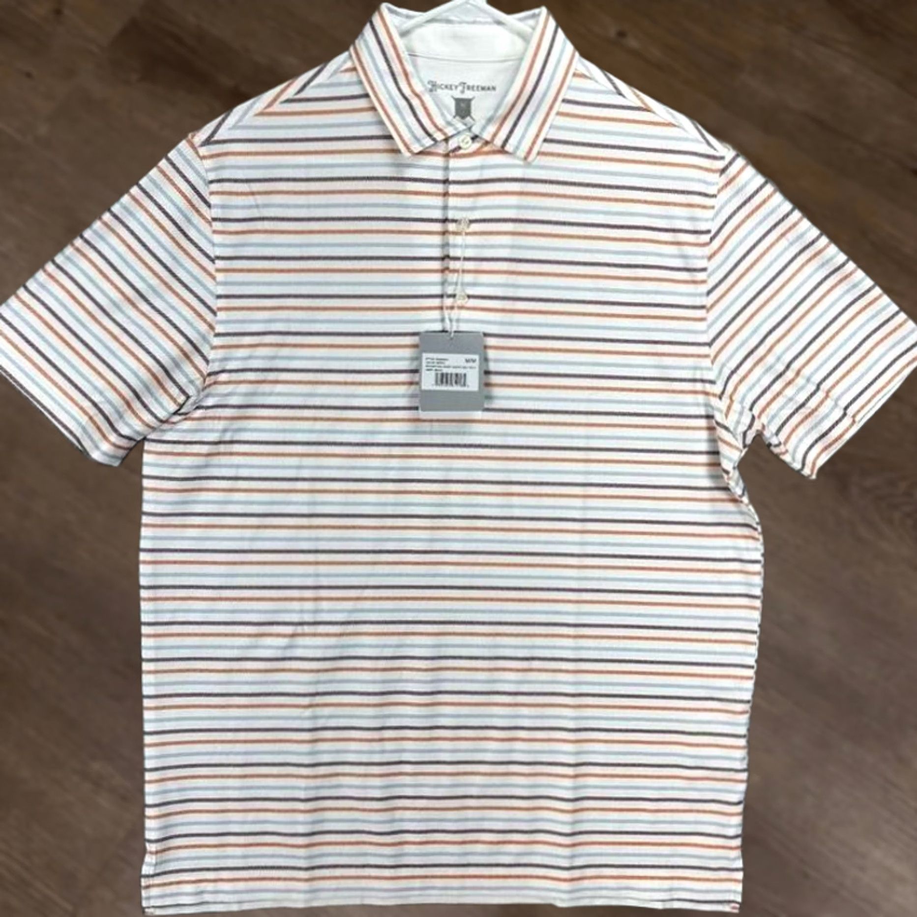 Vintage Hickey Freeman Golf Polo Shirt Mens Medium White Striped Rugby Casual NEW Size US M / EU 48-50 / 2 - 1 Thumbnail