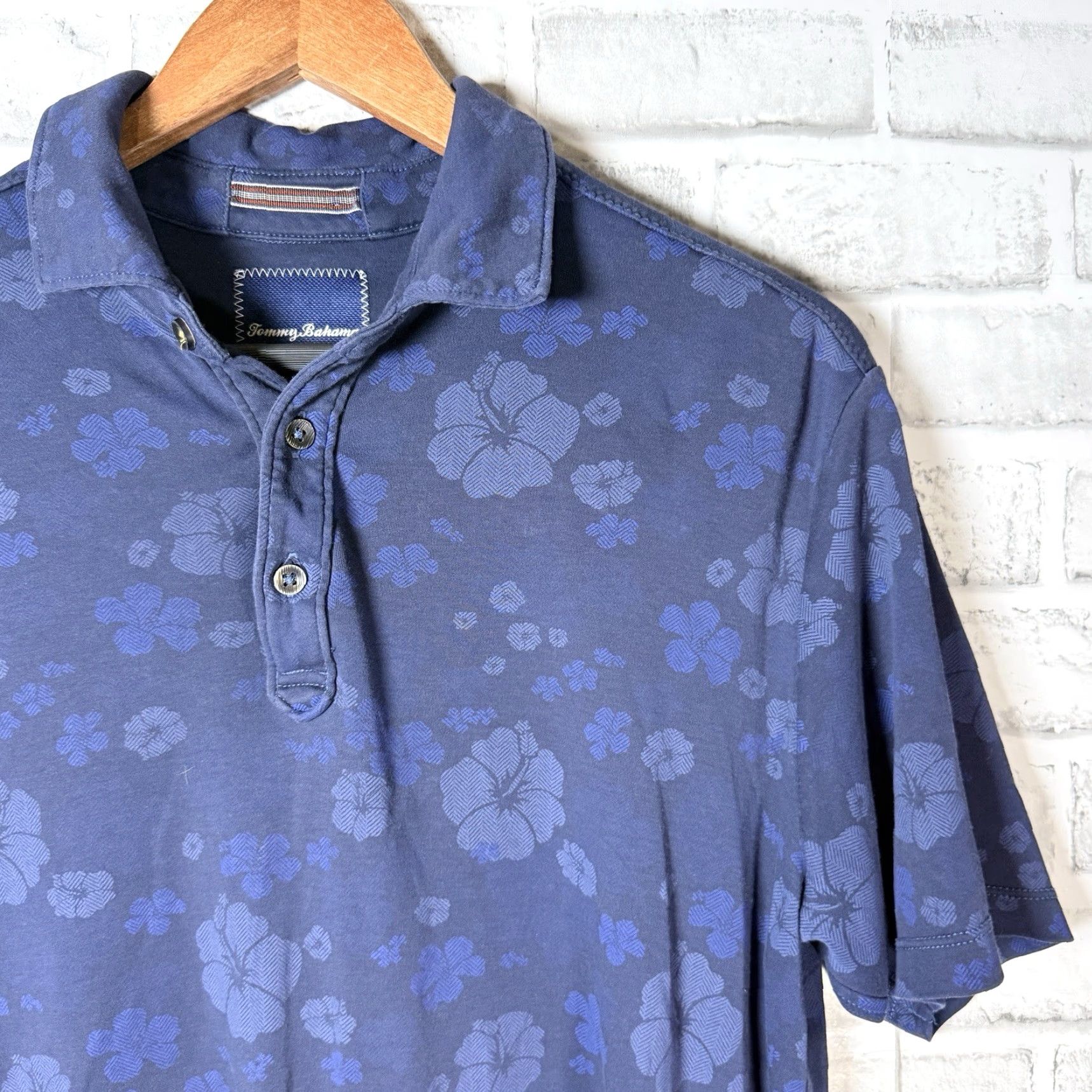 Tommy Bahama TOMMY BAHAMA Blue Flower Print Polo Shirt Adult Size S 100% Pima Cotton Mens Size US S / EU 44-46 / 1 - 2 Thumbnail