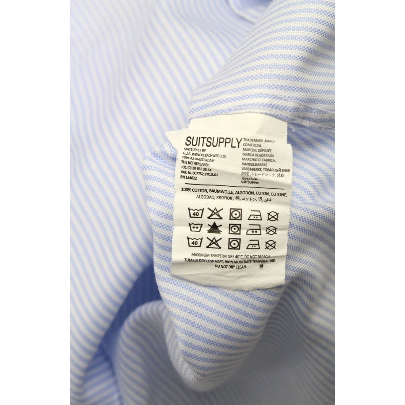 Suitsupply SUITSUPPLY Formal Shirt Men's Extra Slim Fit Blue Pinstriped 41 / 18 Size 42R - 7 Thumbnail