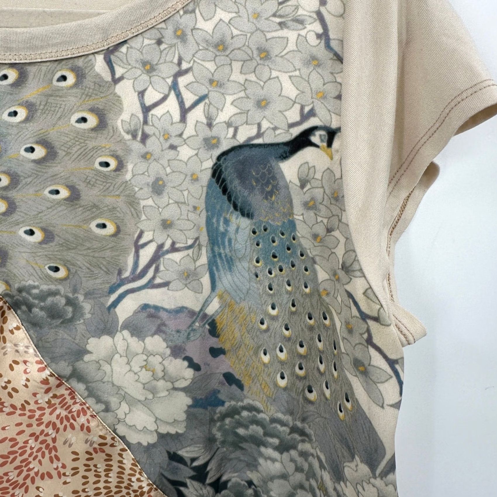 Vintage TINY Peacock Floral Patchwork Tie Front T Shirt Womens Size Small Size S / US 4 / IT 40 - 5 Thumbnail