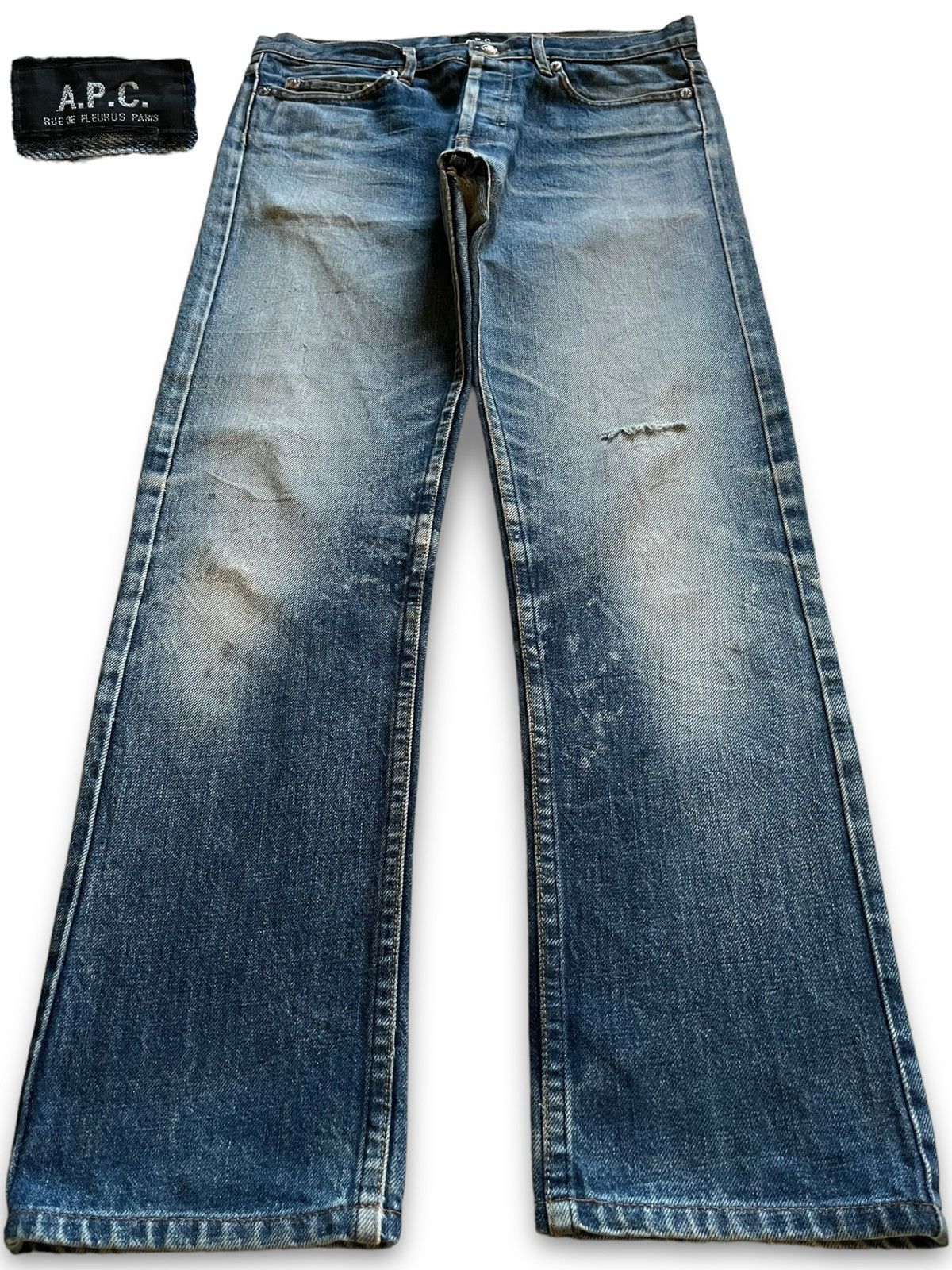A.P.C. Vintage Apc Paris Button Fly Faded Wash Distressed Jeans Size US 30 / EU 46 - 1 Thumbnail