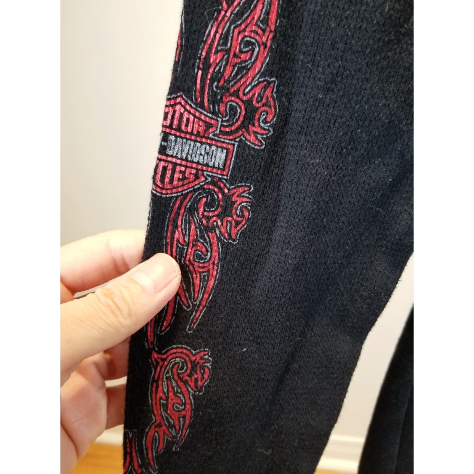 Harley Davidson VINTAGE Harley-Davidson T-Shirt WOMEN'S Long Sleeve Thermal Black SZ M Modern Wearable 90s Style Size M / US 6-8 / IT 42-44 - 3 Thumbnail