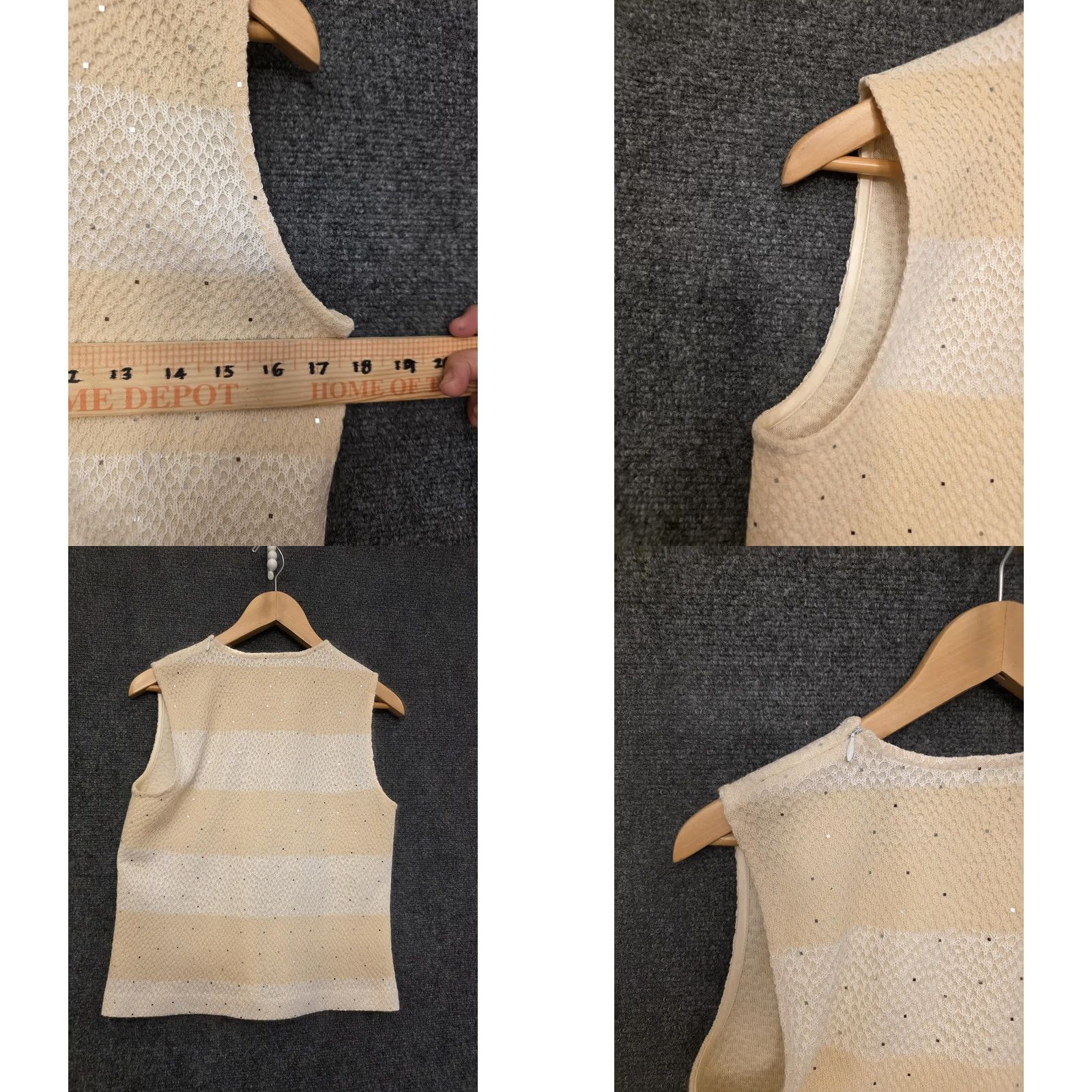 St. John St. John Set Womens S Beige Sequin Stripe Sleeveless Sweater Skirt 2 Piece - Party/Cocktail Outfit Size S / US 4 / IT 40 - 8 Thumbnail