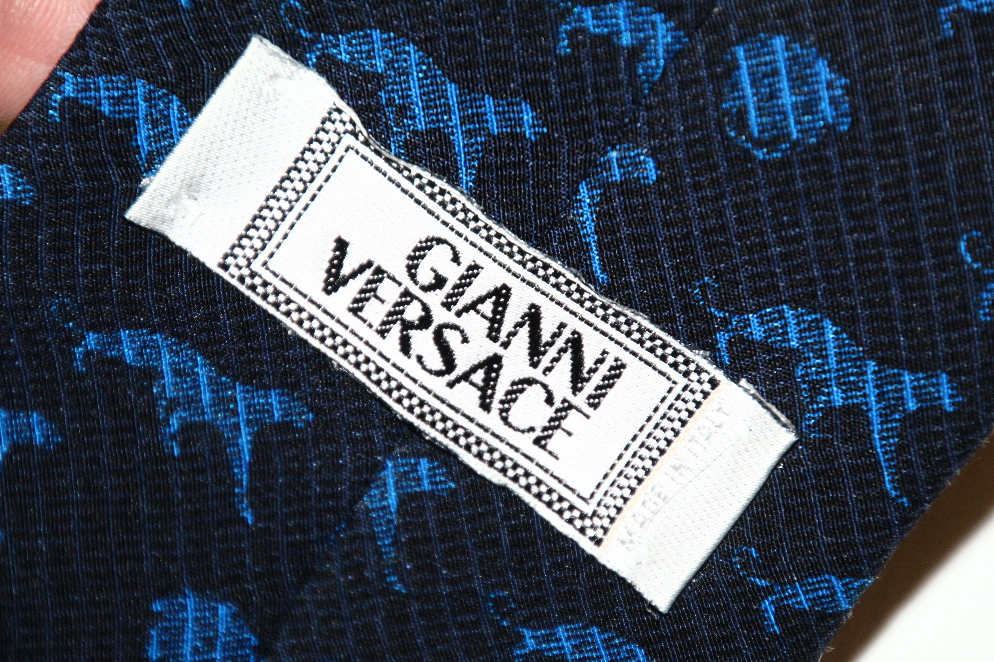 Versace Rare Vtg 80's 90's Gianni Versace Panther Monogram Silk Tie Size ONE SIZE - 6 Thumbnail
