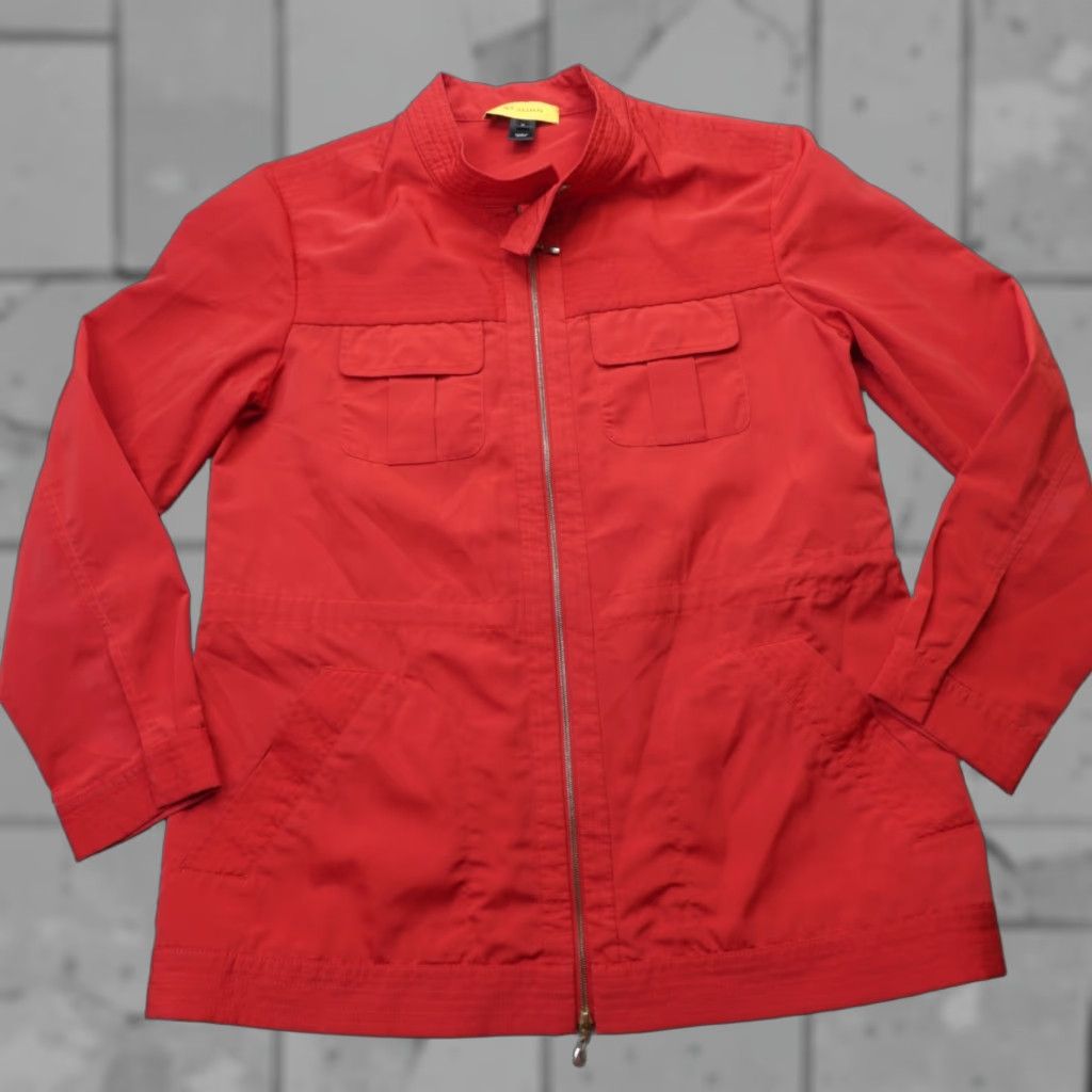 St. John St. John Womens Jacket Full Zip Windbreaker Medium Red Lightweight Casual Mid-Length Windbreaker, Red, M, Womens, Jacket Size M / US 6-8 / IT 42-44 - 1 Thumbnail